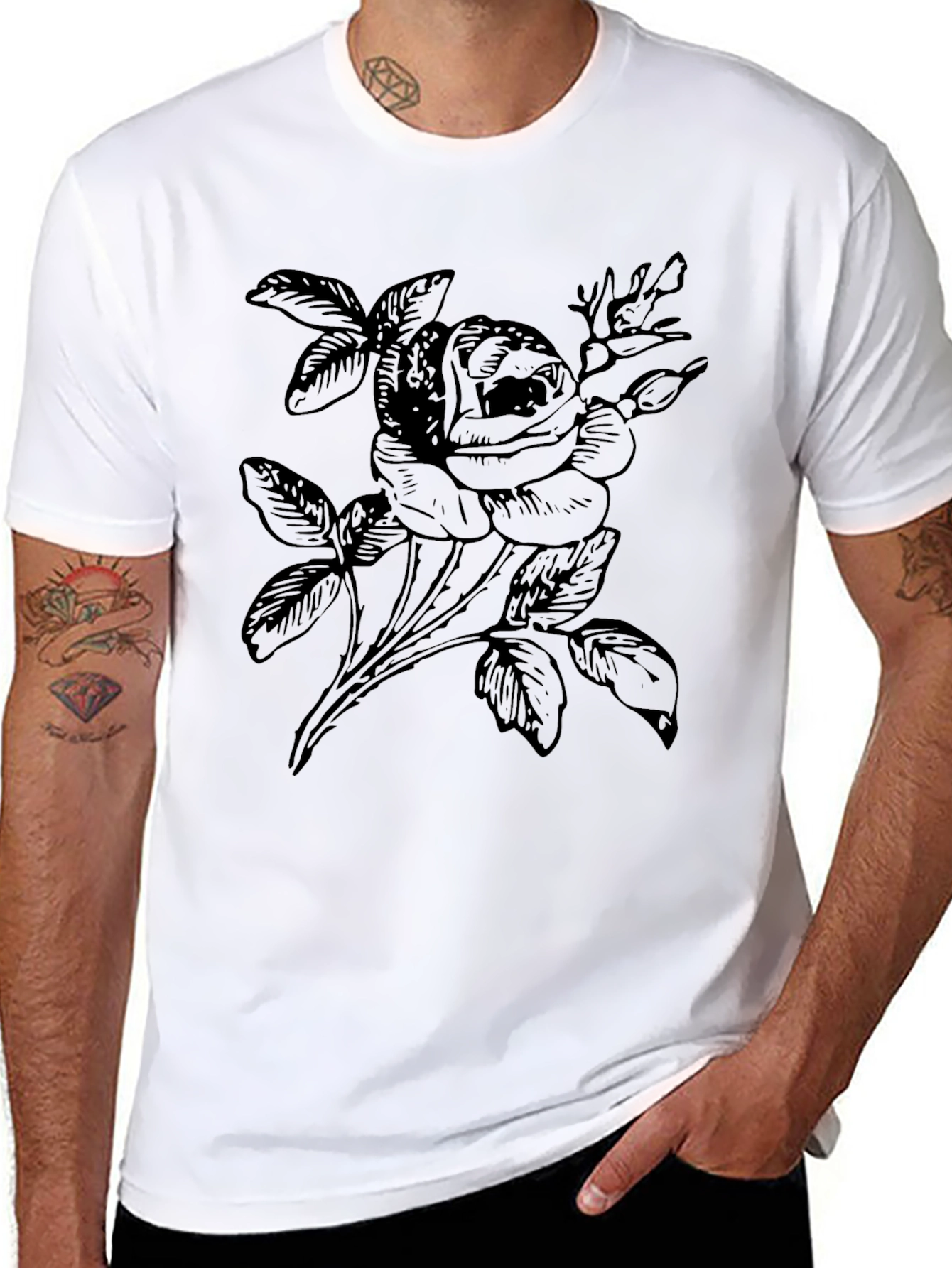 Black Rose Graphic Tee - Mens Short Sleeve