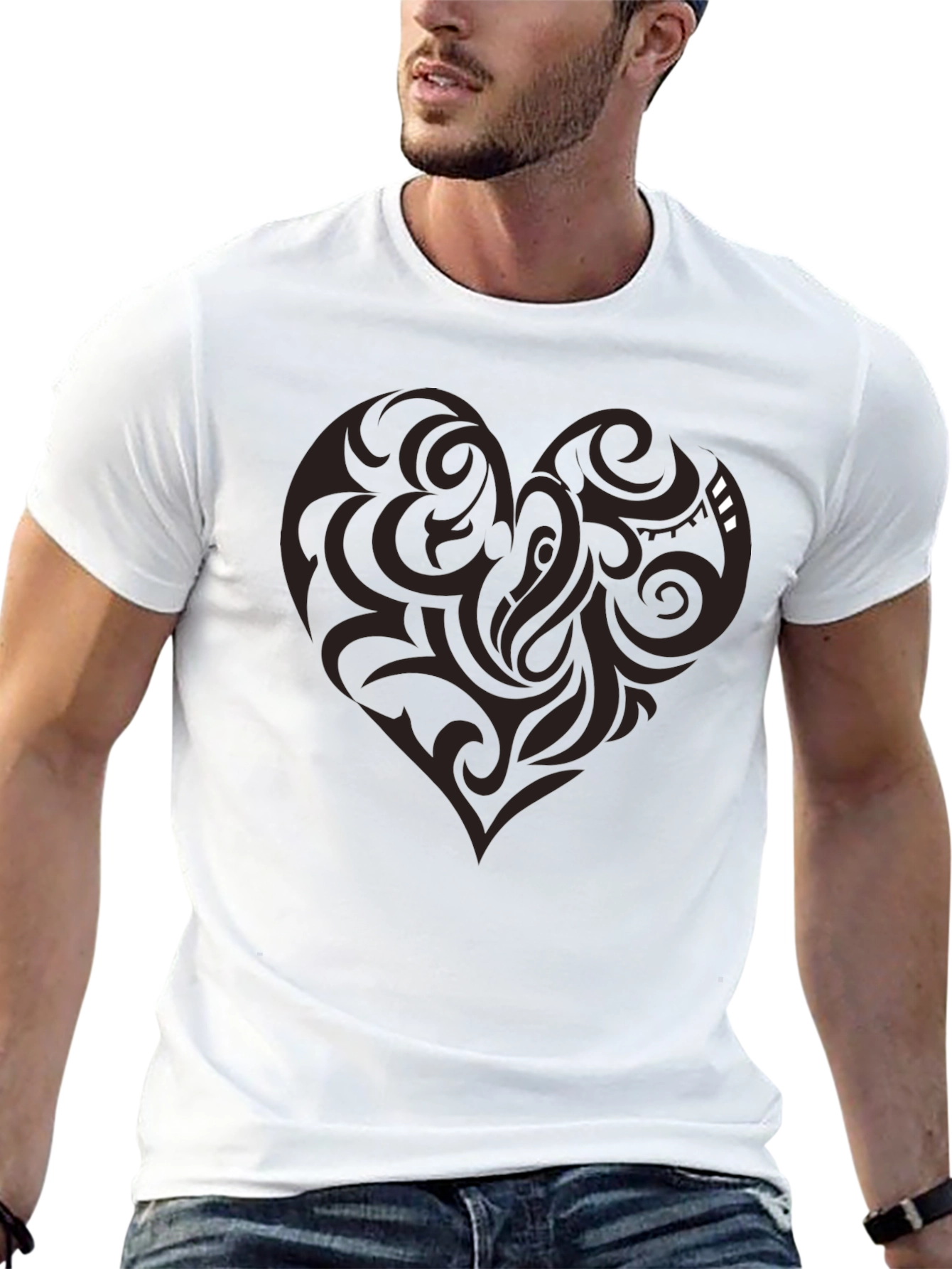 Tribal Heart Graphic Black Tee
