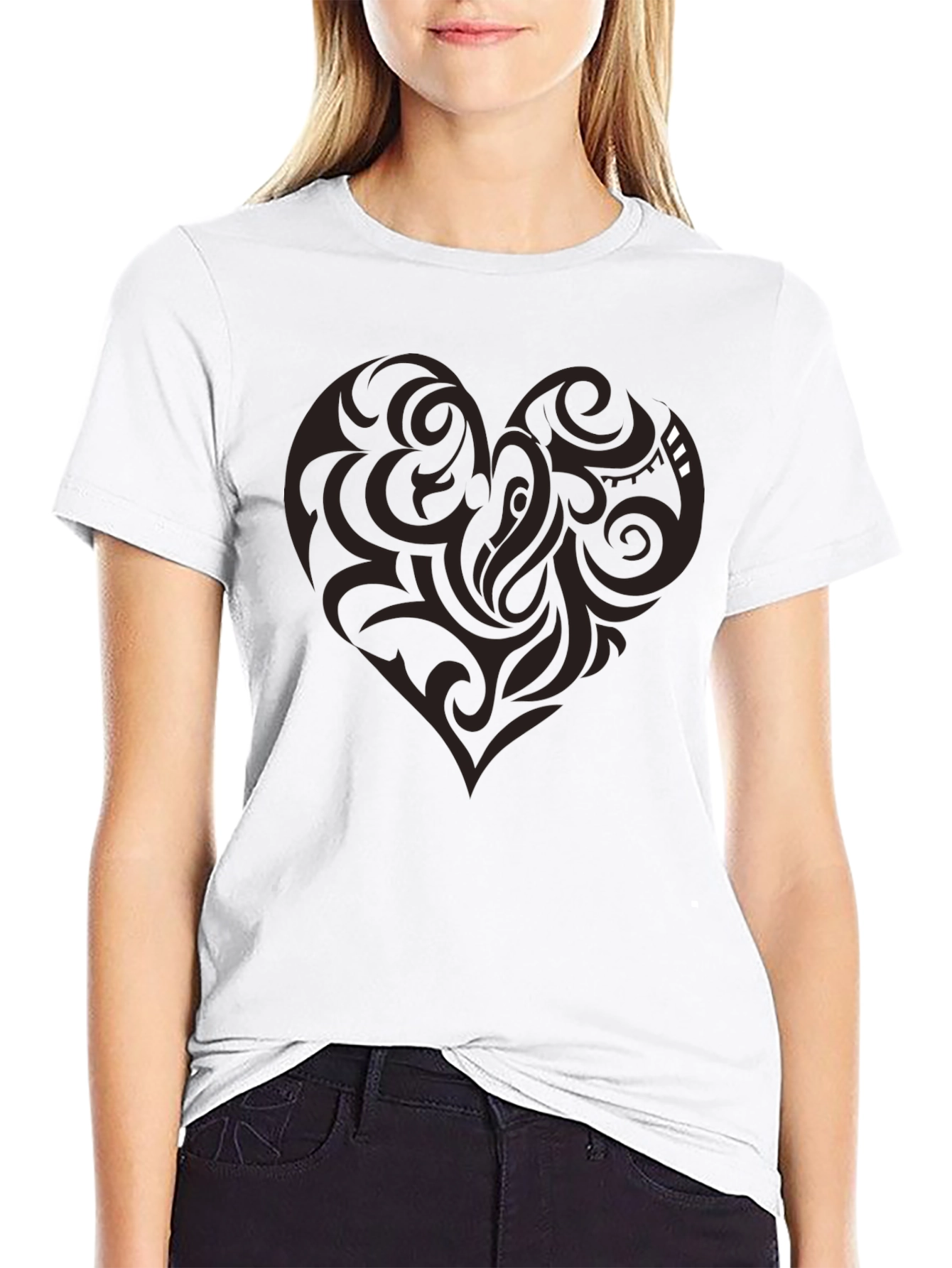 Tribal Heart Graphic Black Tee