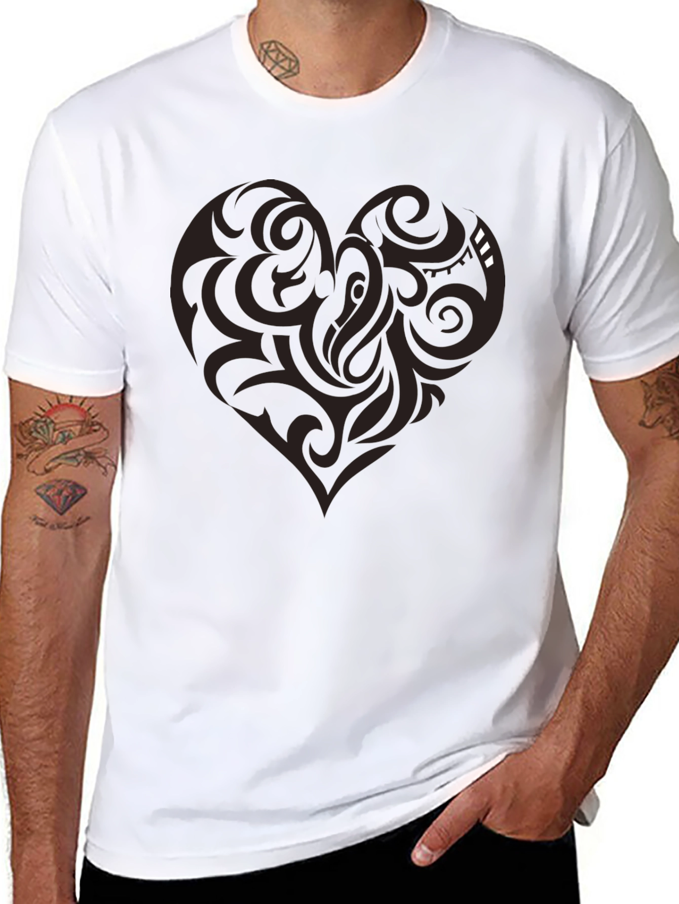 Tribal Heart Graphic Black Tee