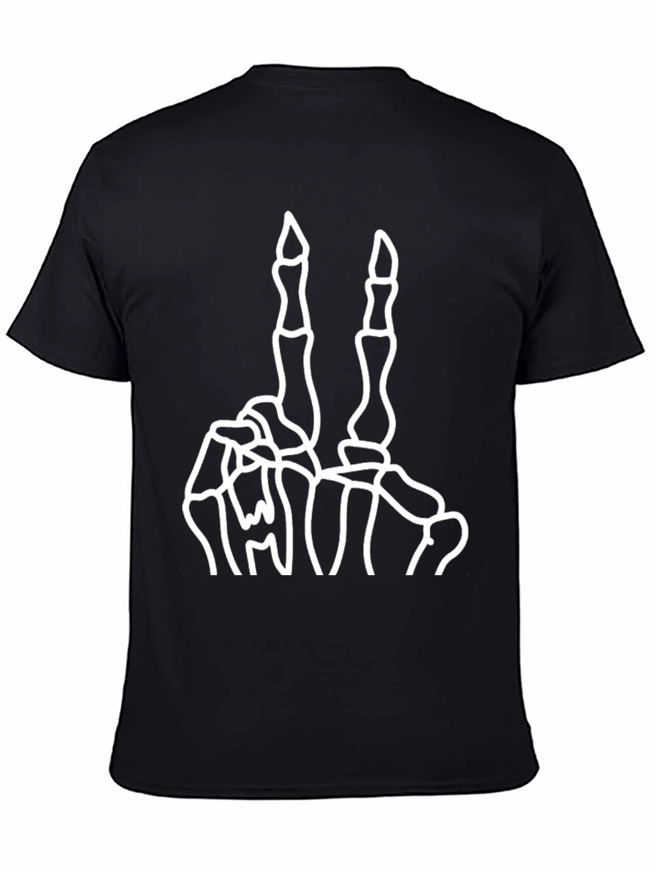 Skeleton Hand Peace Sign Black Graphic Tee