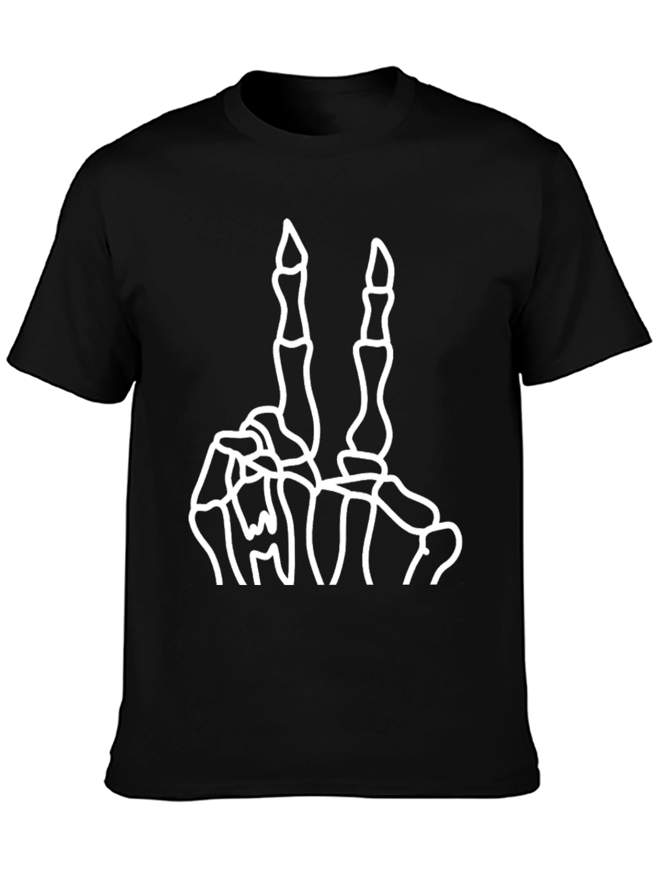 Skeleton Hand Peace Sign Black Graphic Tee