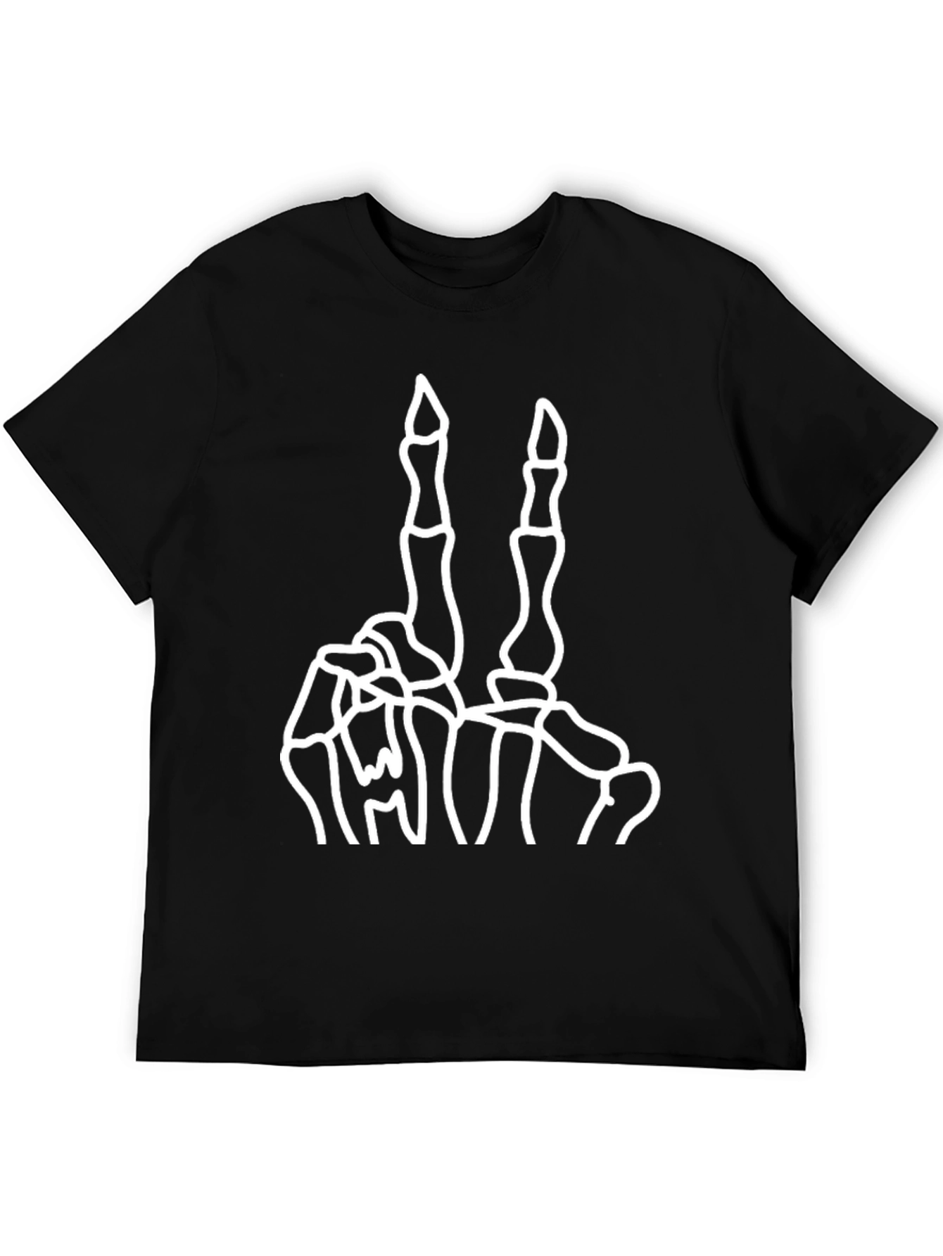 Skeleton Hand Peace Sign Black Graphic Tee