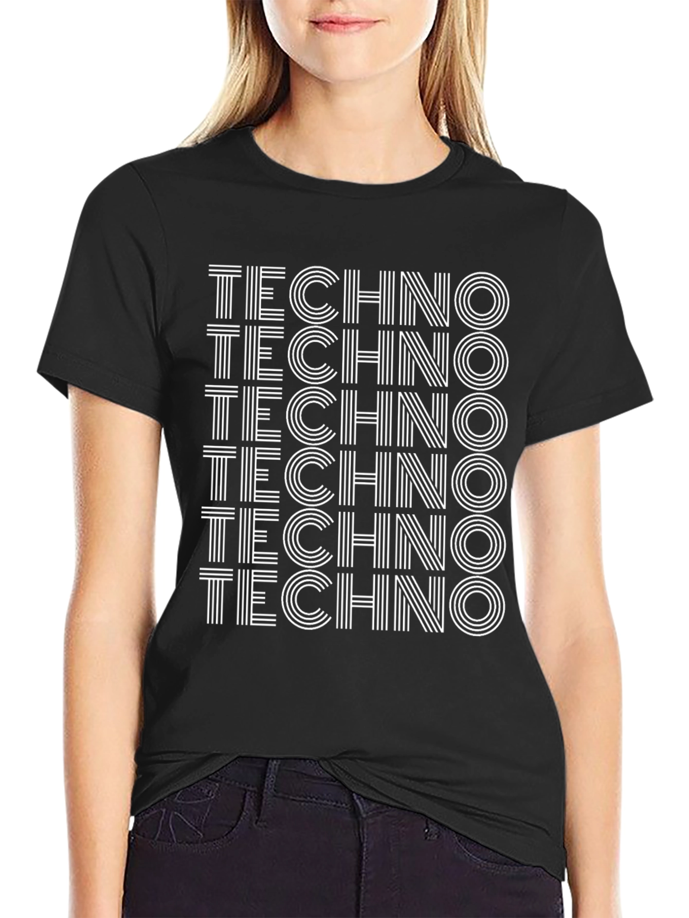 Techno Graphic Print Black T-Shirt