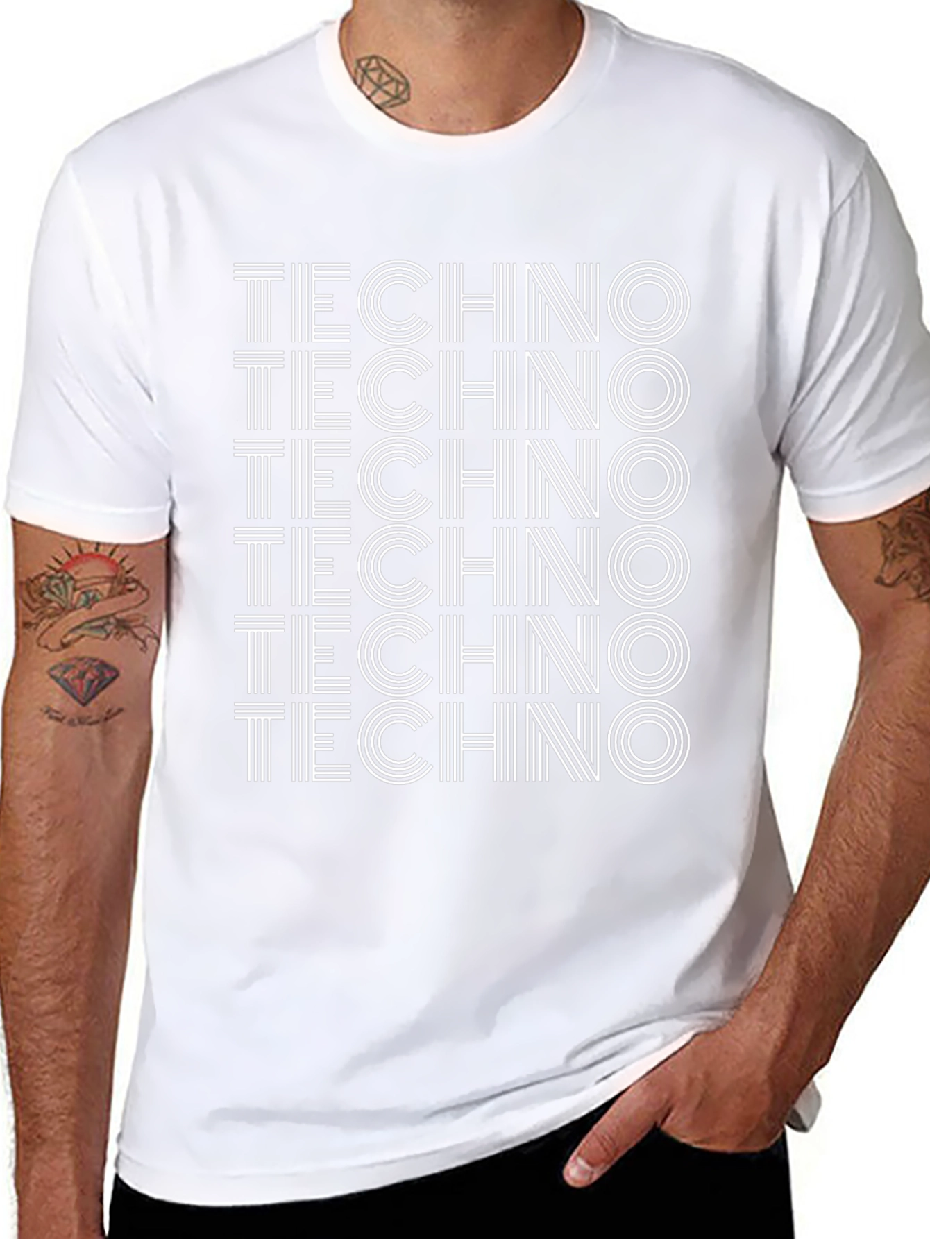 Techno Graphic Print Black T-Shirt