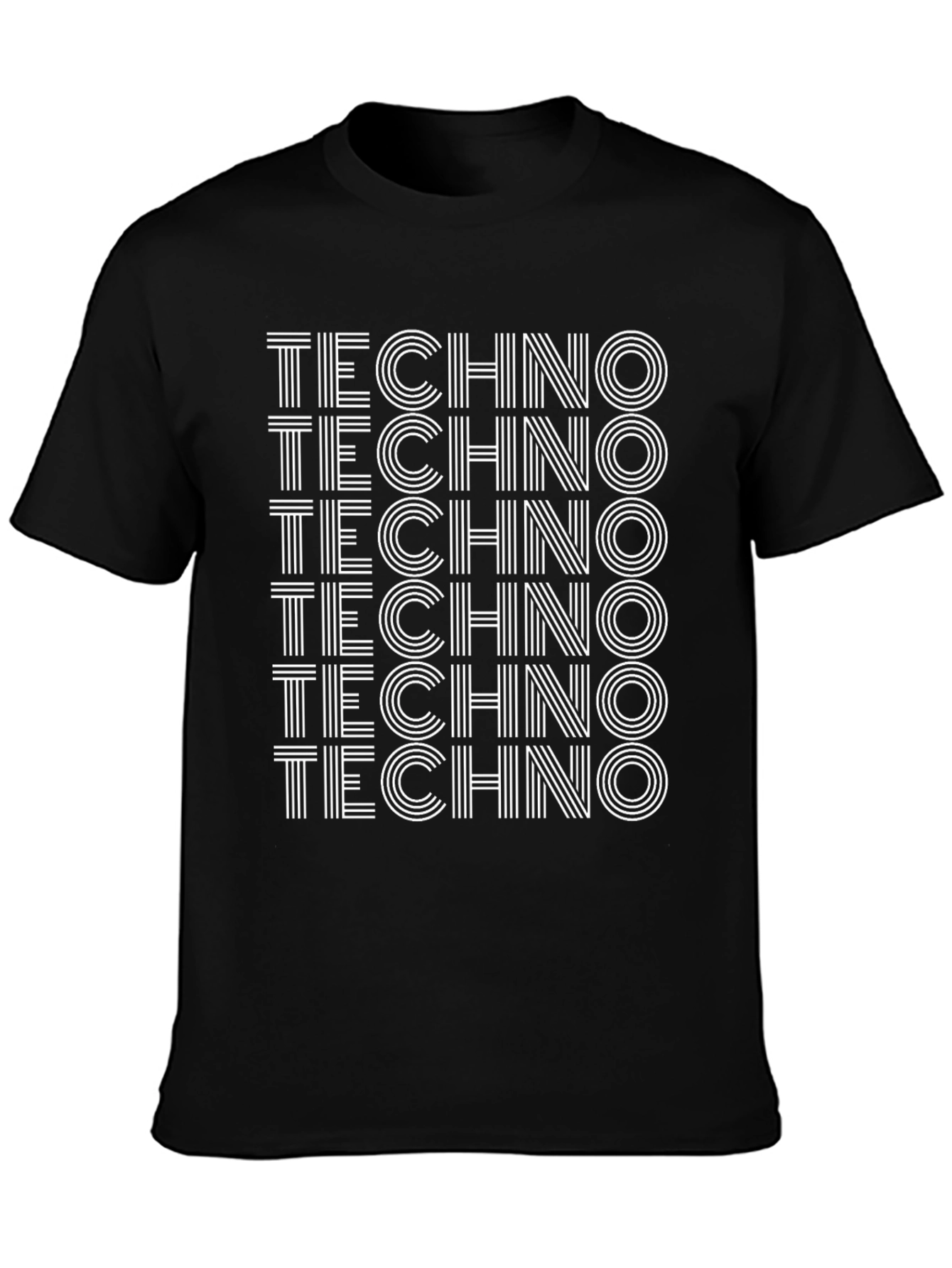Techno Graphic Print Black T-Shirt