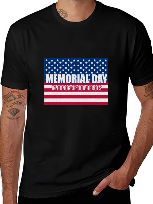 Memorial Day Honor Heroes T-Shirt Patriotic USA Flag Tee