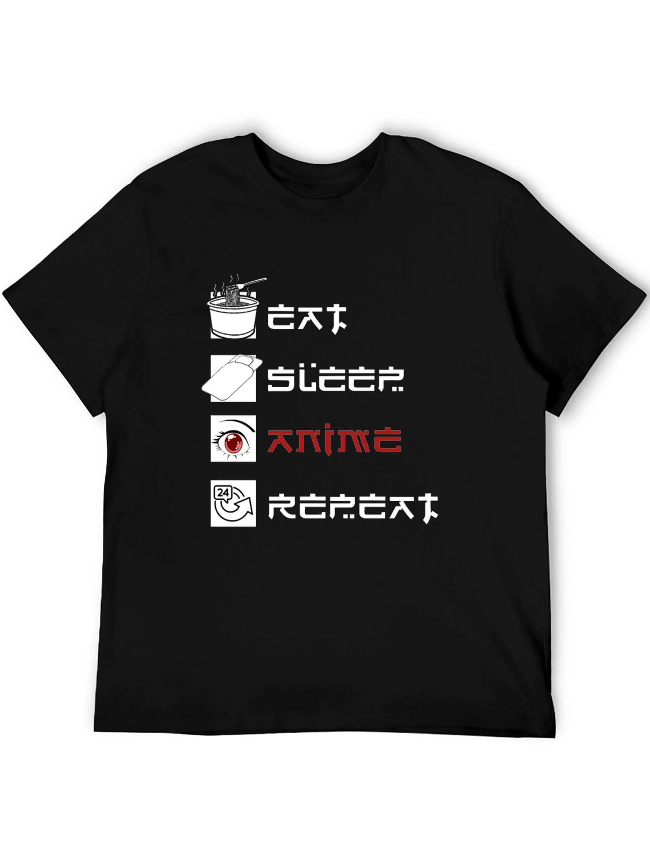 Eat Sleep Anime Repeat Graphic Tee