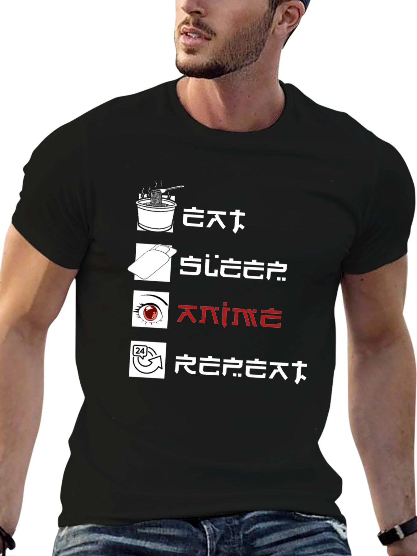 Eat Sleep Anime Repeat Graphic Tee