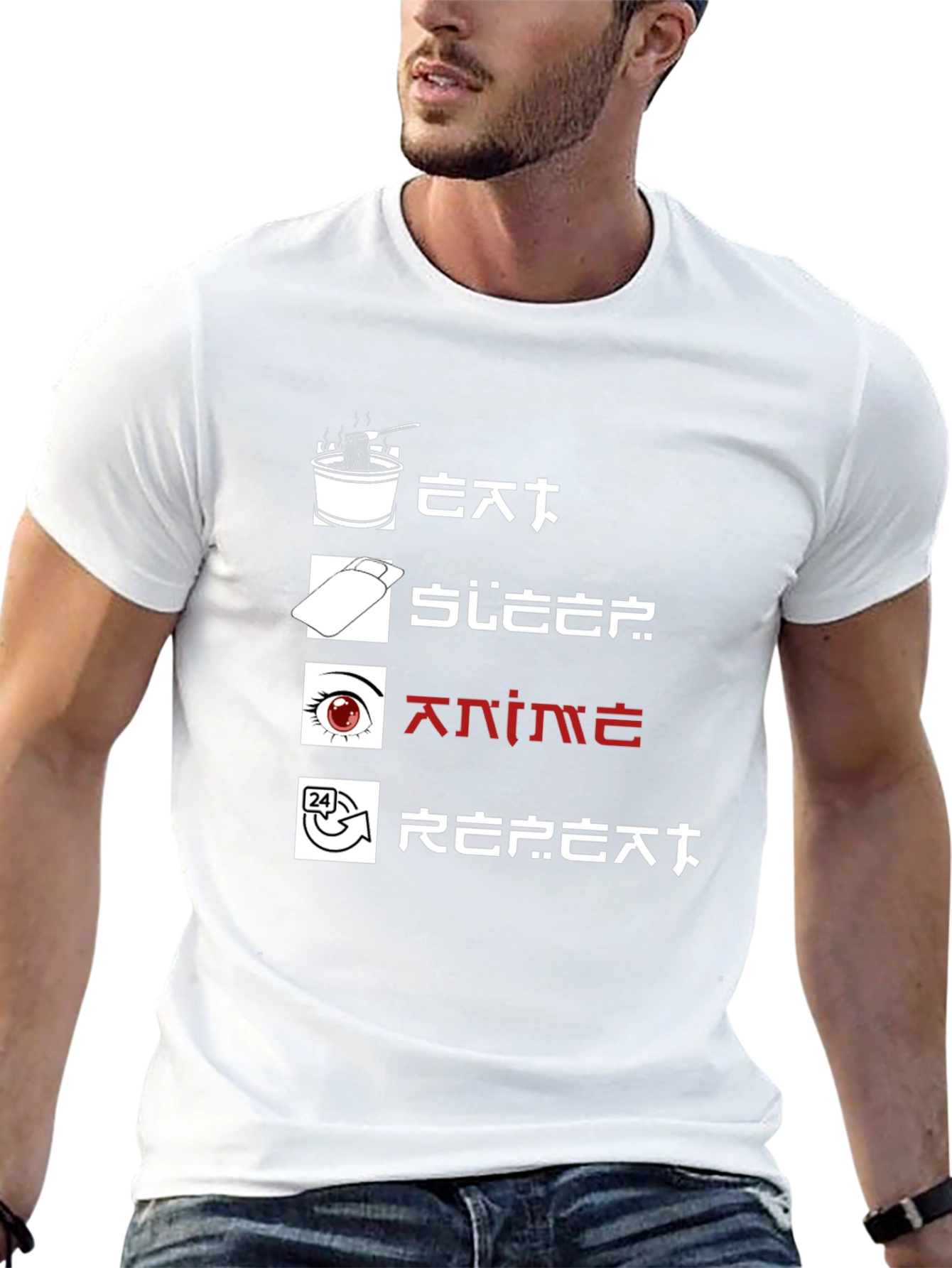 Eat Sleep Anime Repeat Graphic Tee