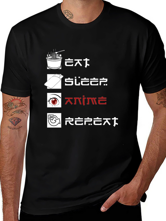 Eat Sleep Anime Repeat Graphic Tee