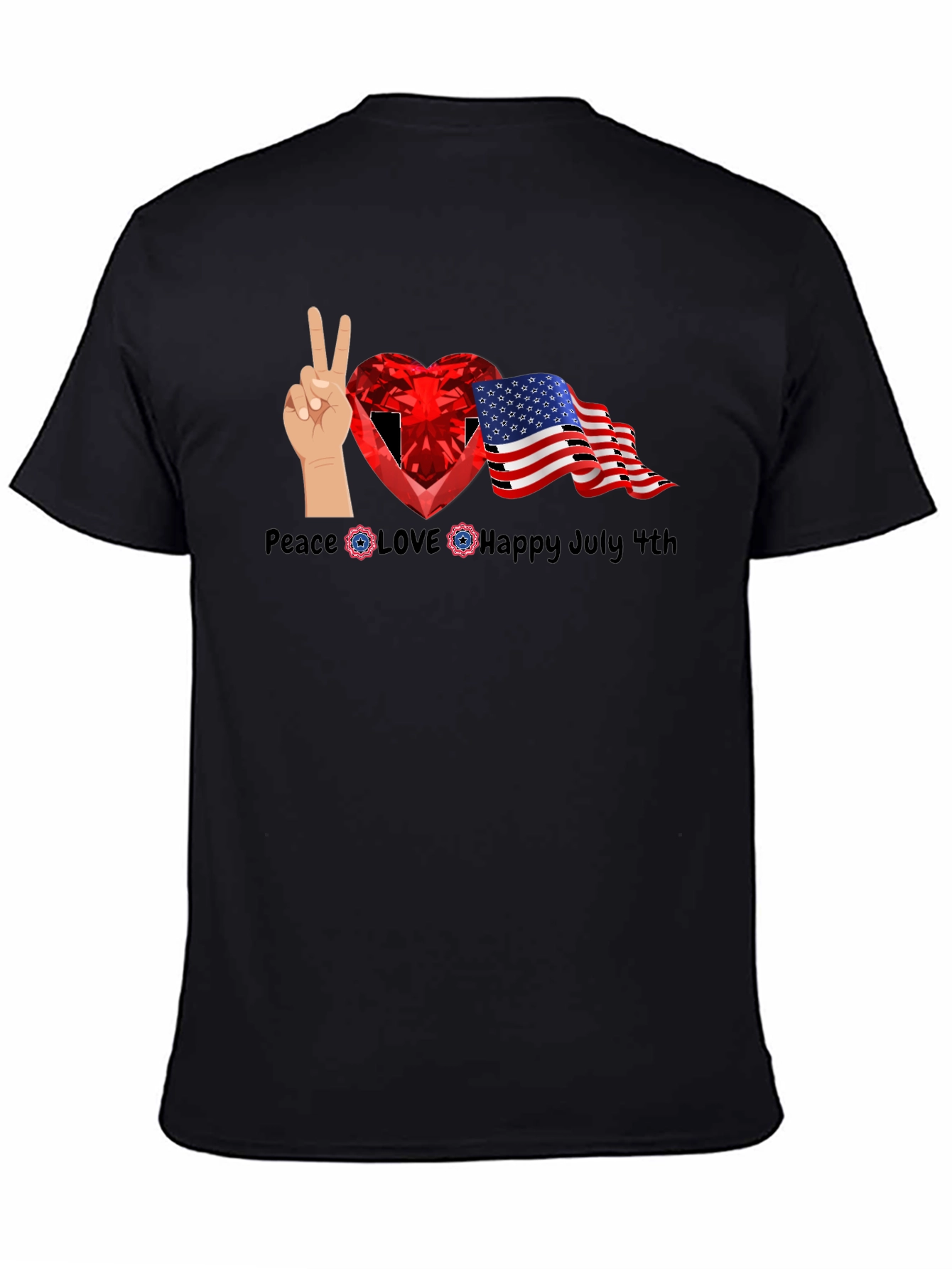 Patriotic 4th of July Peace Love Happy Tee