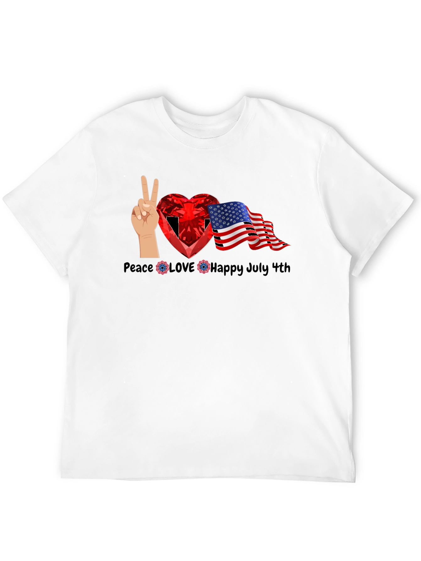 Patriotic 4th of July Peace Love Happy Tee