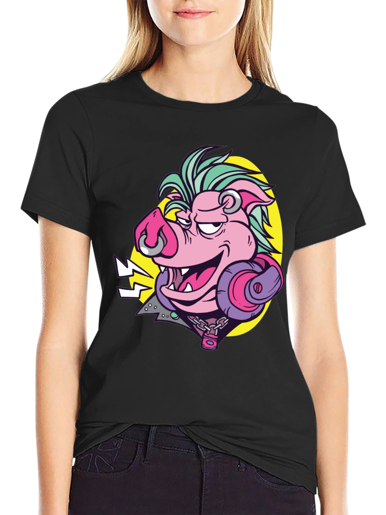 Rockin Pig Graphic Tee - Black
