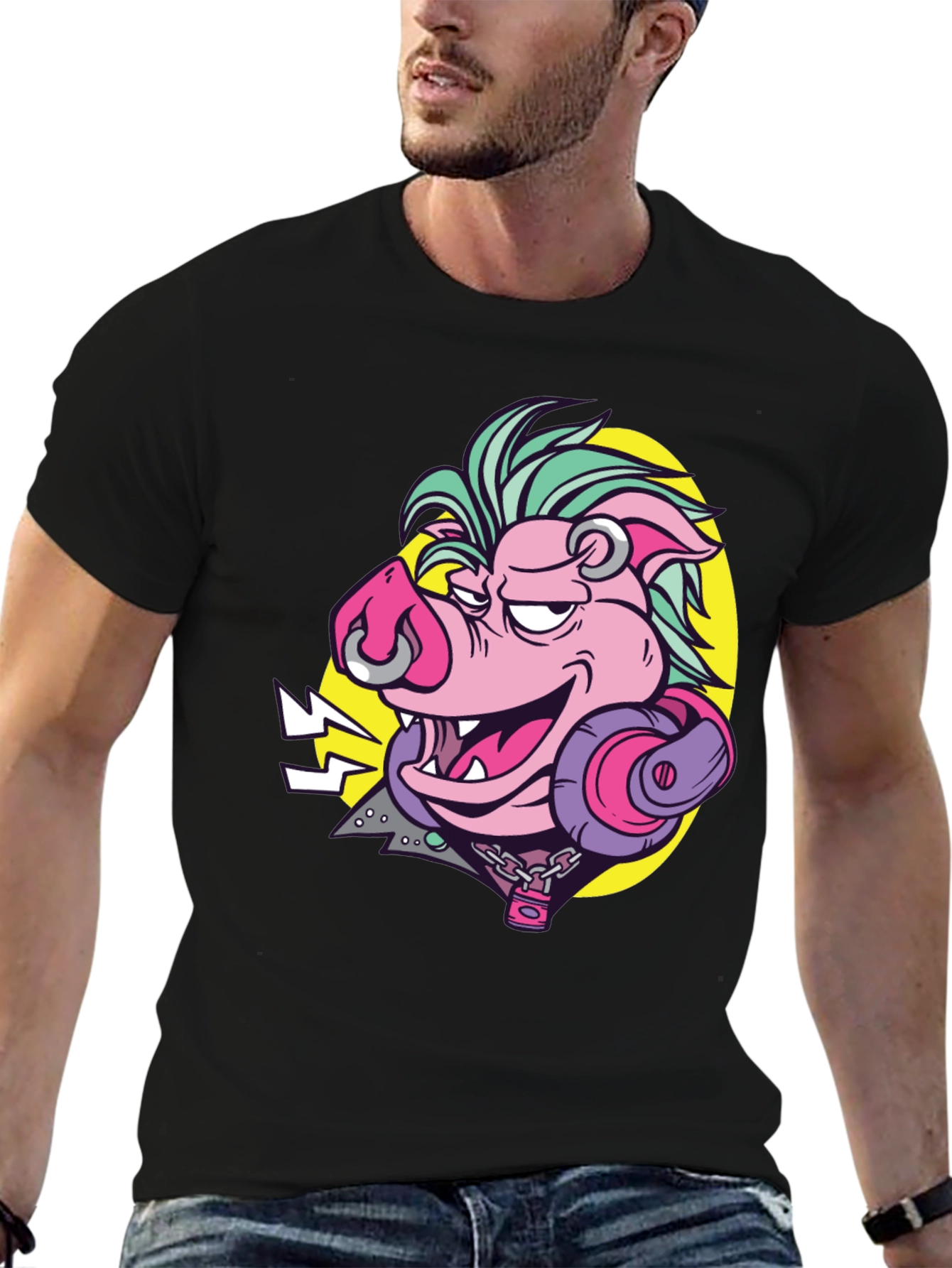 Rockin Pig Graphic Tee - Black