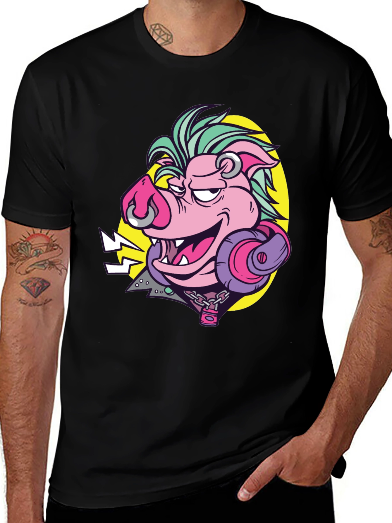 Rockin Pig Graphic Tee - Black