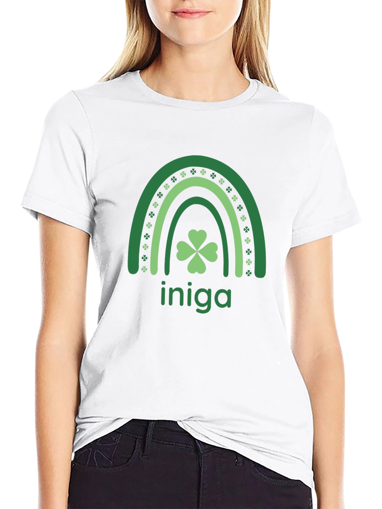 St. Patricks Day Iniga Rainbow Shamrock T-Shirt
