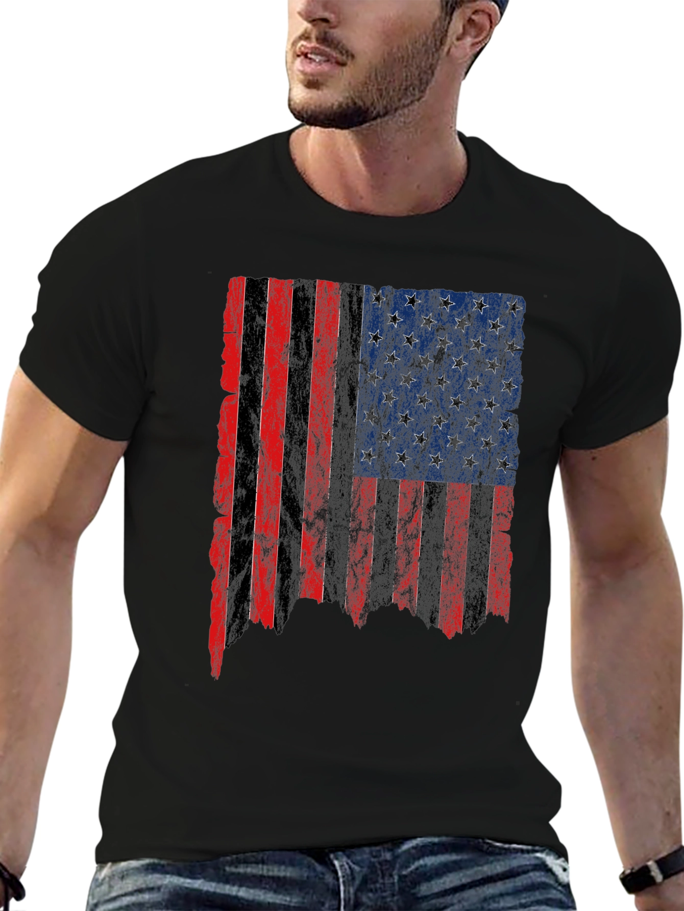Distressed American Flag Graphic Tee