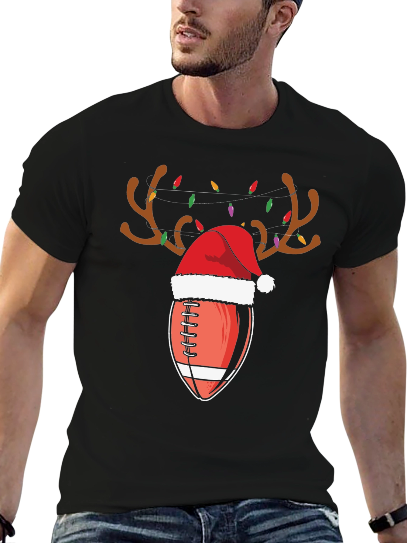 Festive Football Reindeer Christmas T-Shirt