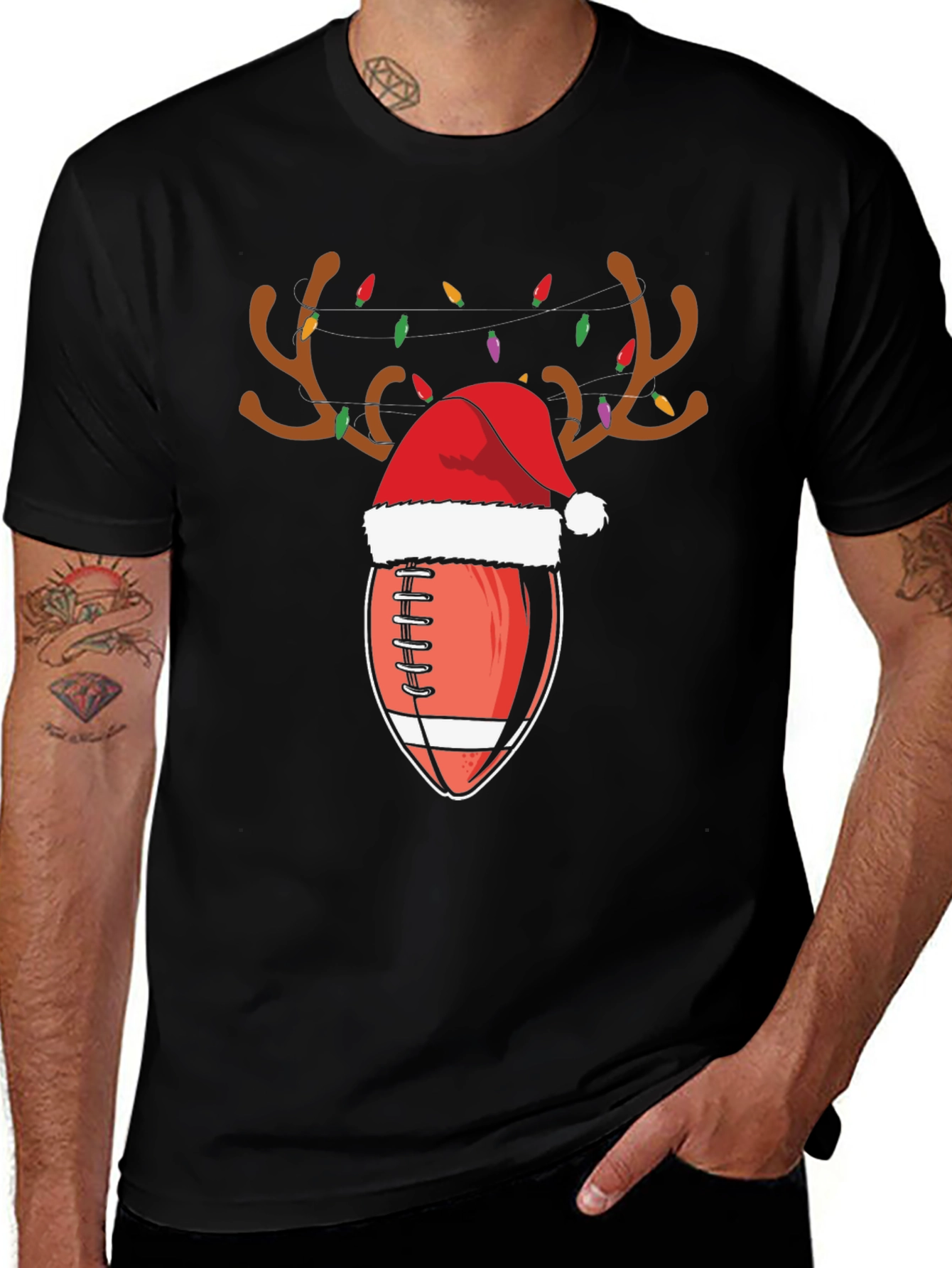 Festive Football Reindeer Christmas T-Shirt