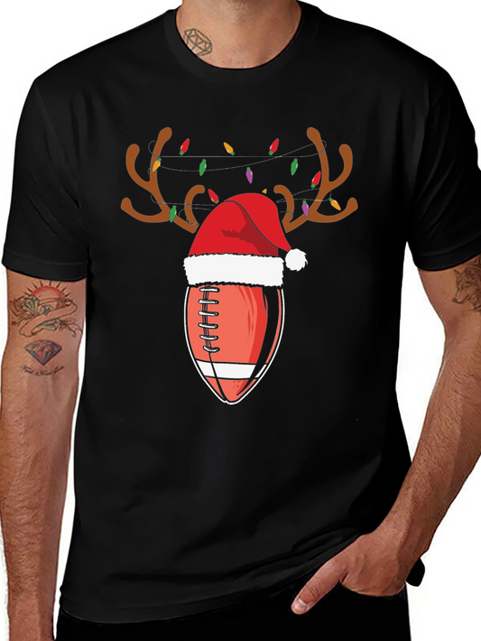 Festive Football Reindeer Christmas T-Shirt