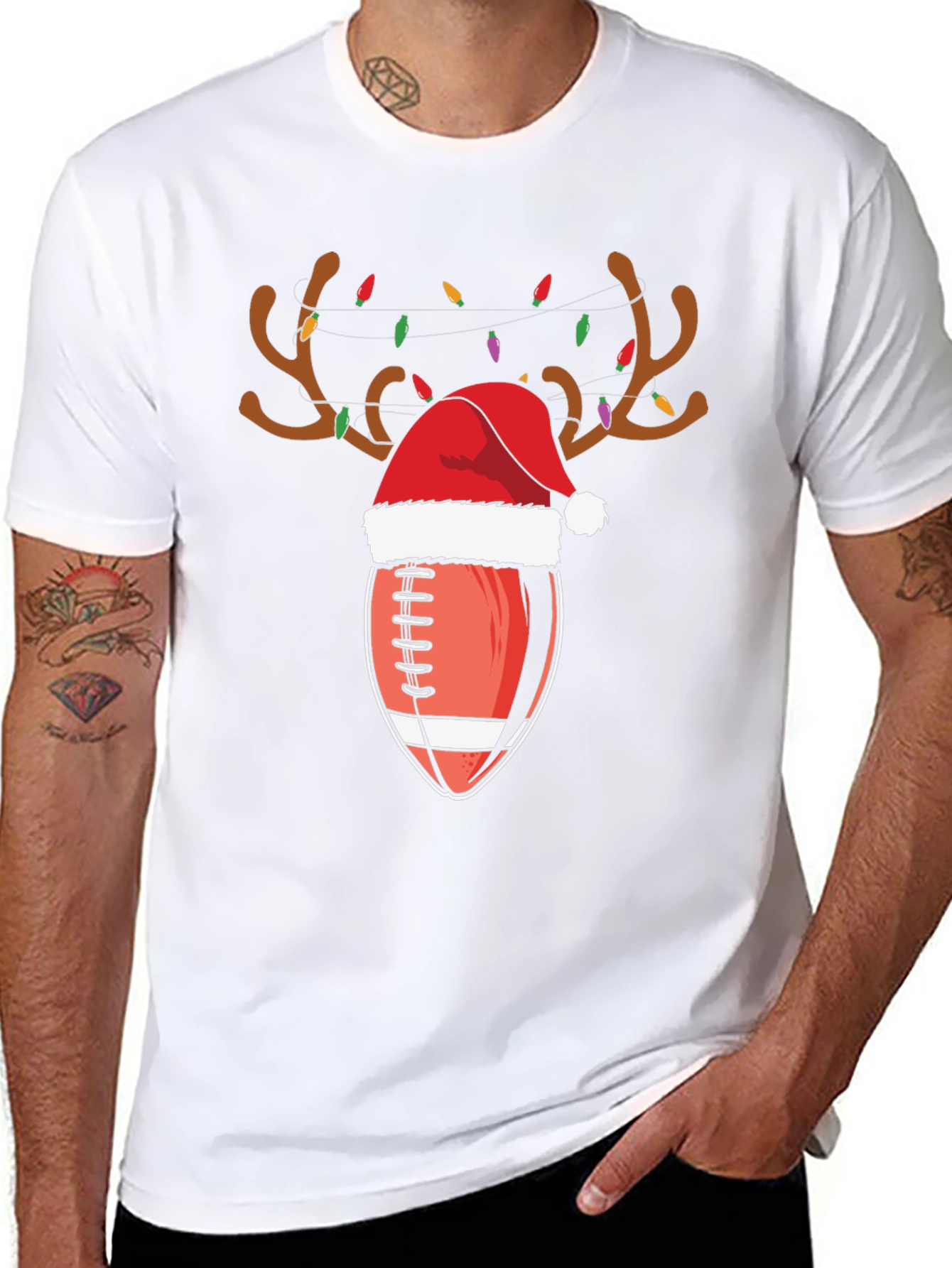 Festive Football Reindeer Christmas T-Shirt