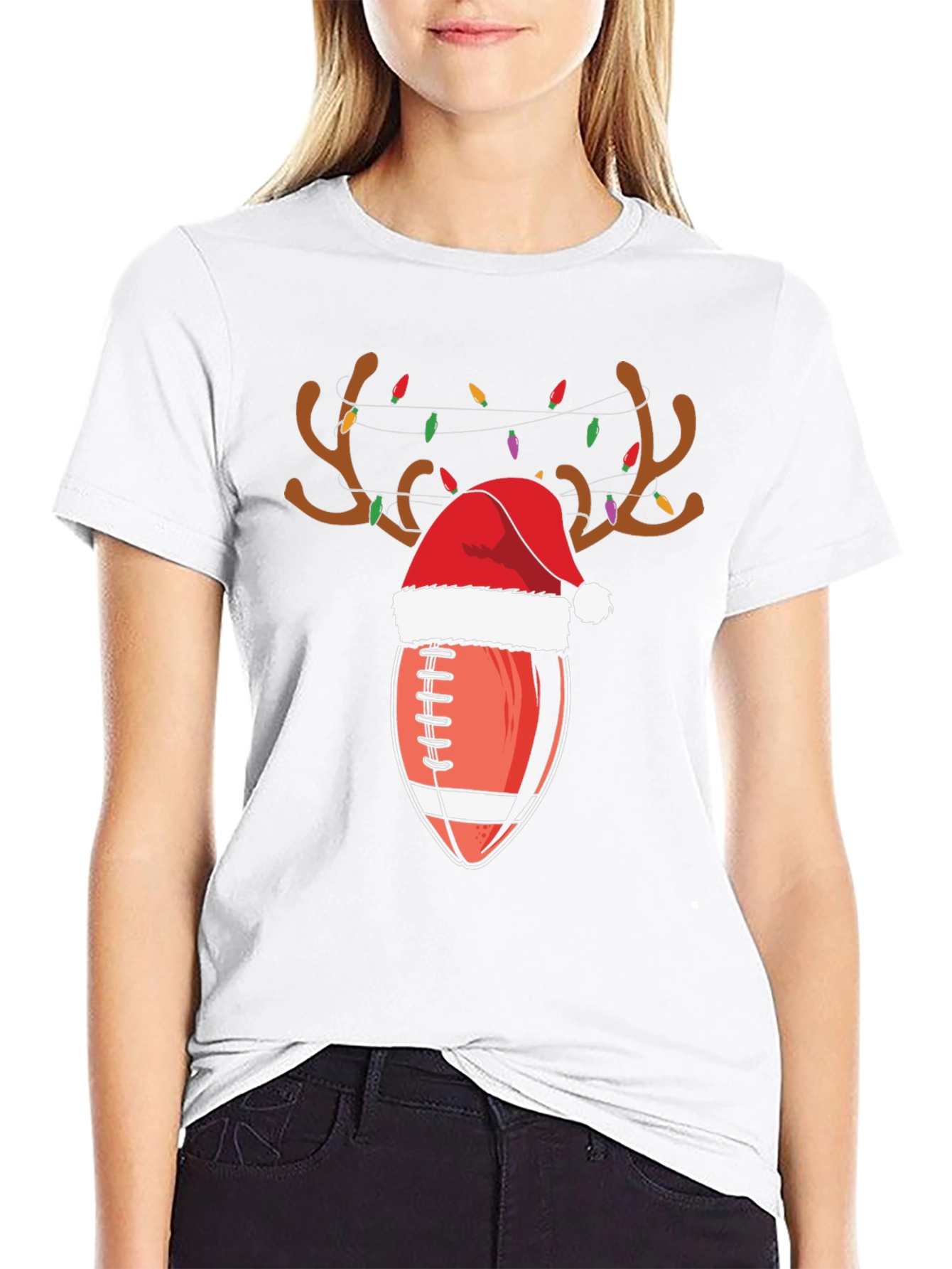 Festive Football Reindeer Christmas T-Shirt