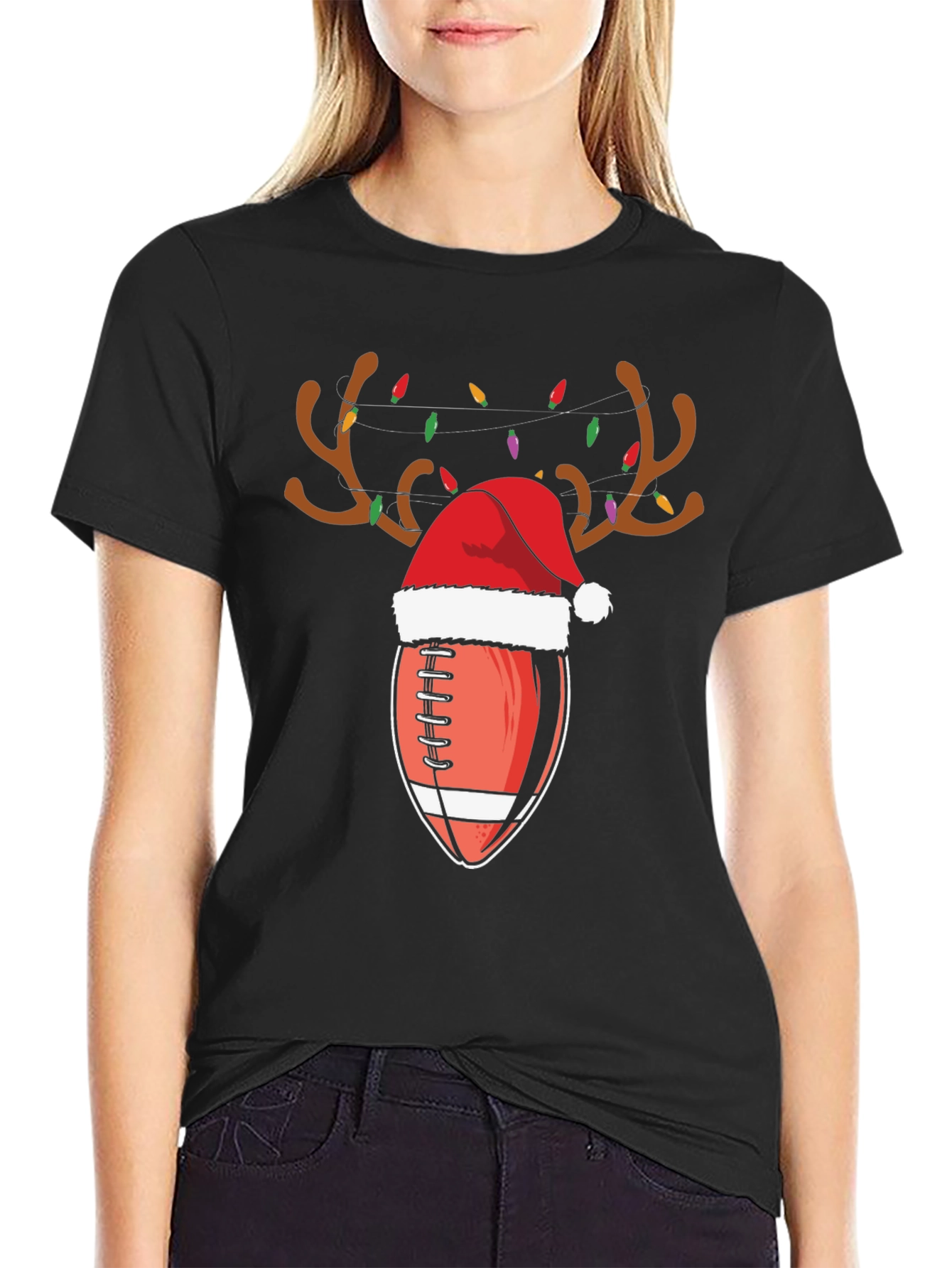 Festive Football Reindeer Christmas T-Shirt