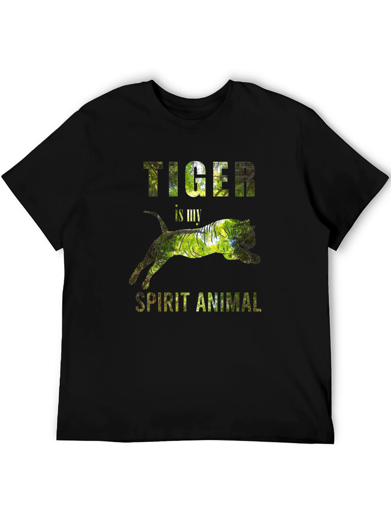 Tiger Spirit Animal Graphic T-Shirt - Mens Black Tee