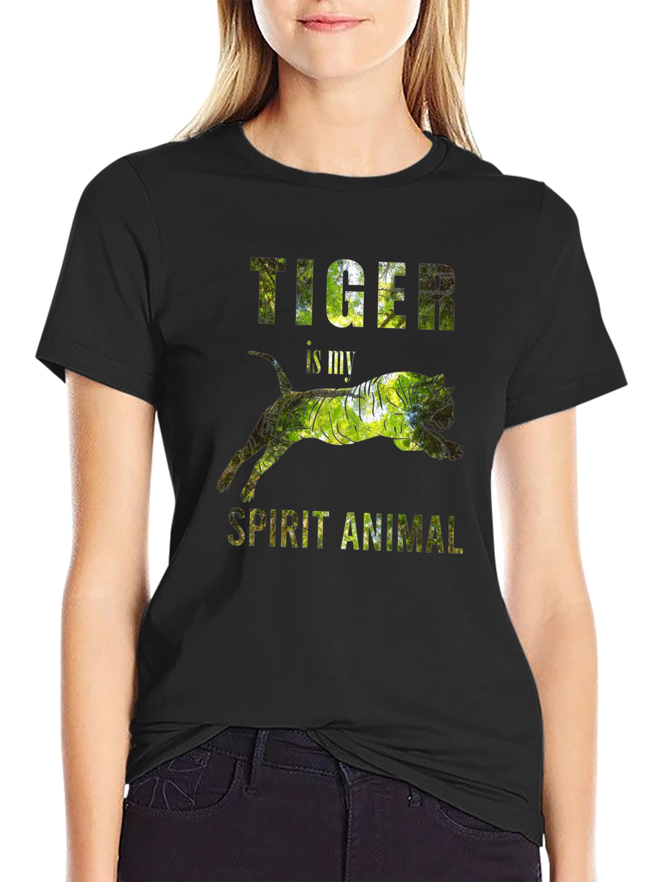 Tiger Spirit Animal Graphic T-Shirt - Mens Black Tee