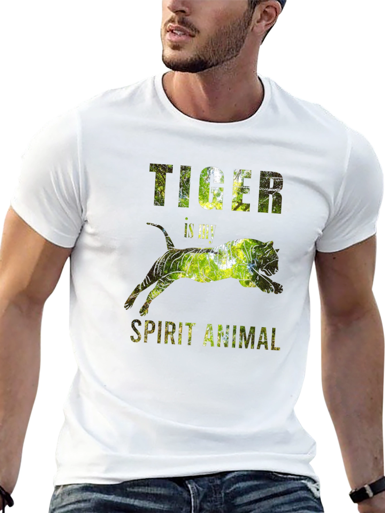 Tiger Spirit Animal Graphic T-Shirt - Mens Black Tee