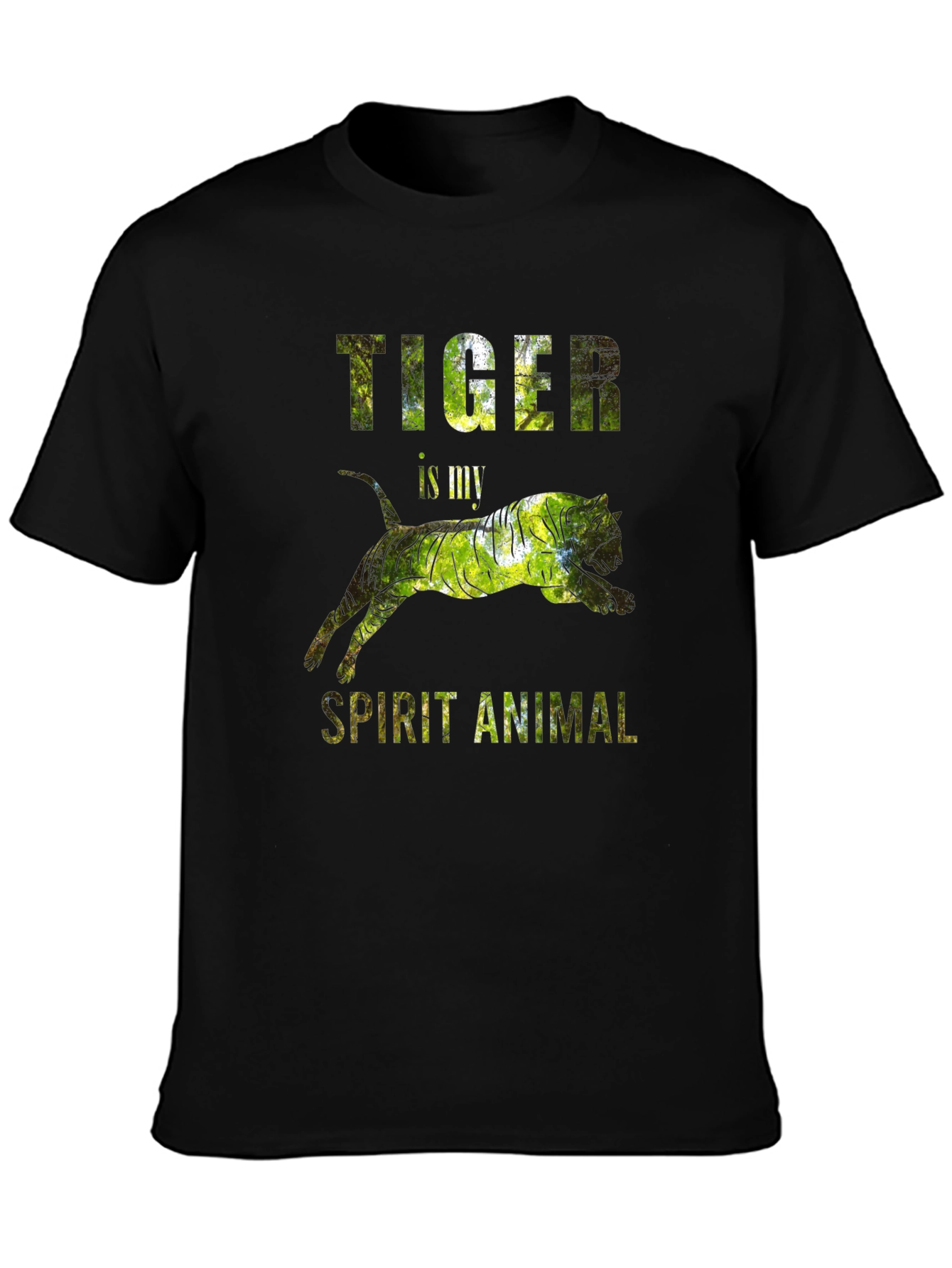 Tiger Spirit Animal Graphic T-Shirt - Mens Black Tee