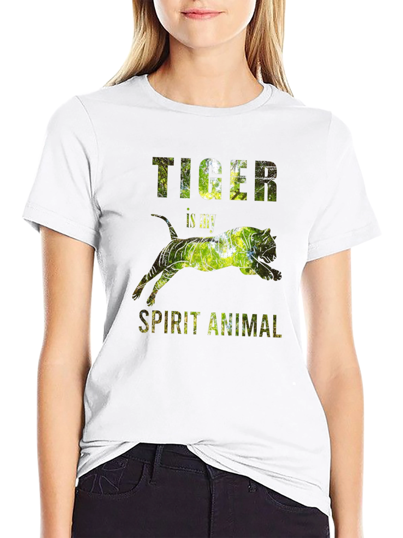 Tiger Spirit Animal Graphic T-Shirt - Mens Black Tee