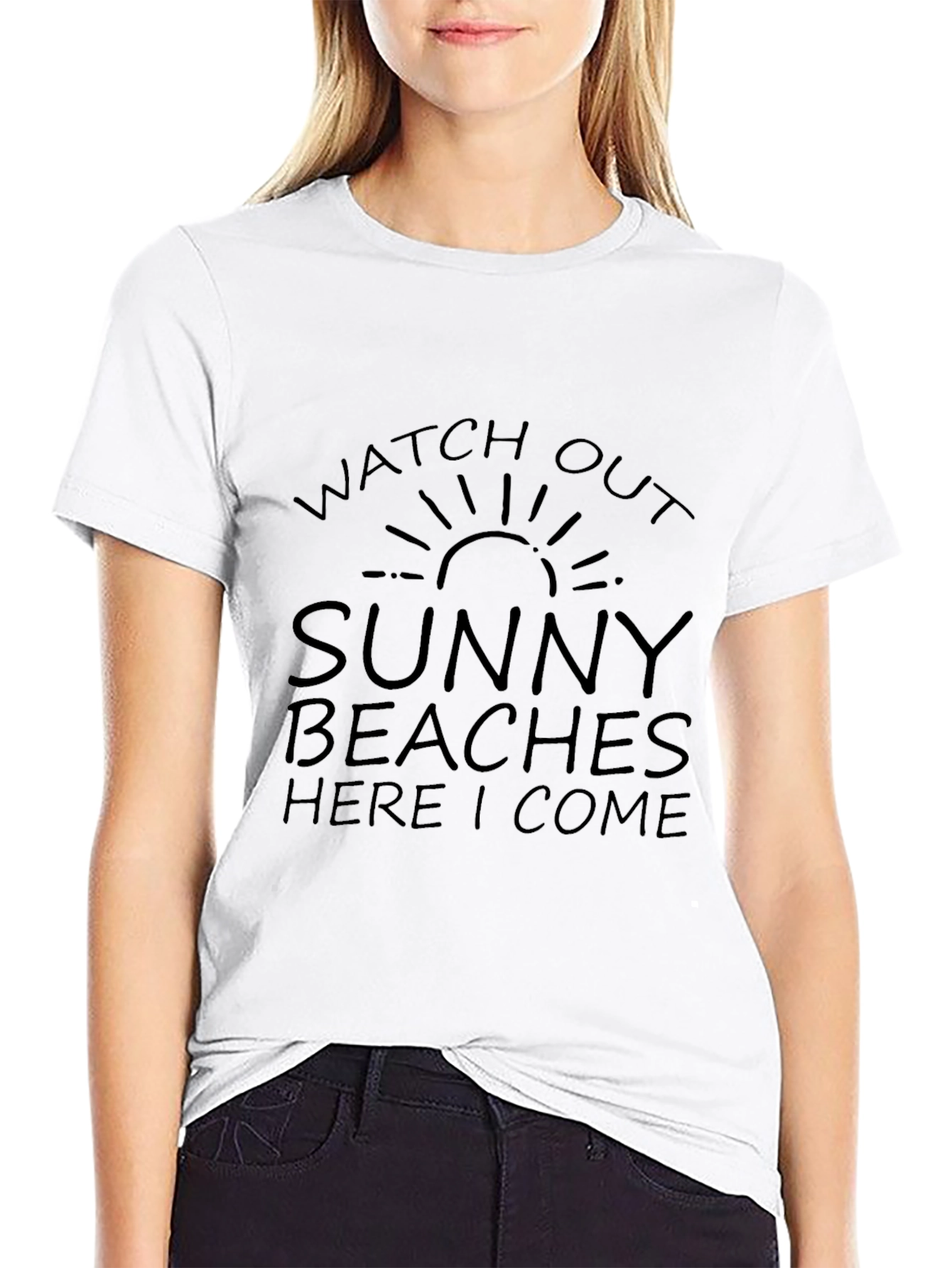 Sunny Beaches T-Shirt - Black Graphic Tee