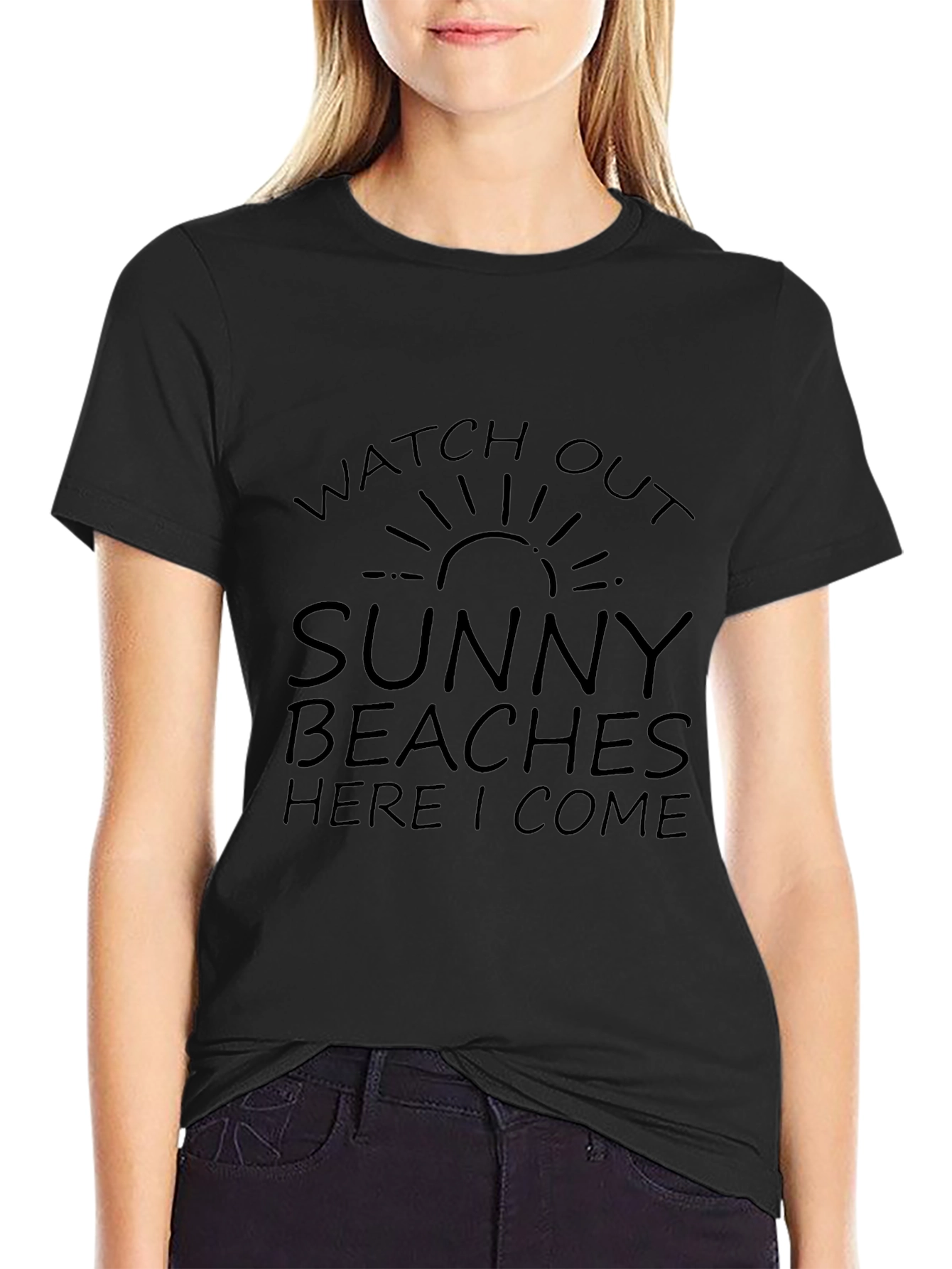 Sunny Beaches T-Shirt - Black Graphic Tee