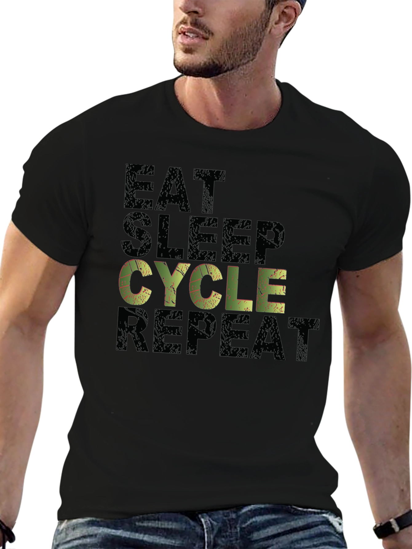 Eat Sleep Cycle Repeat Mens T-Shirt