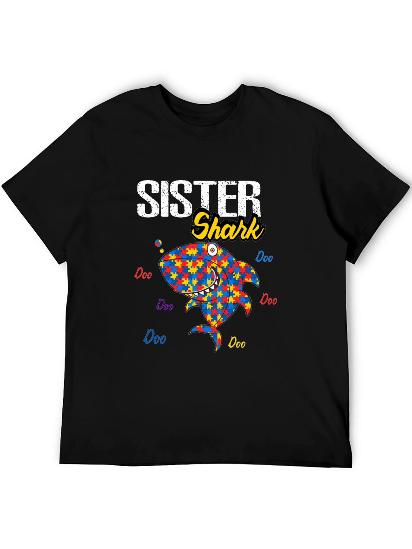 Sister Shark Autism Awareness T-Shirt