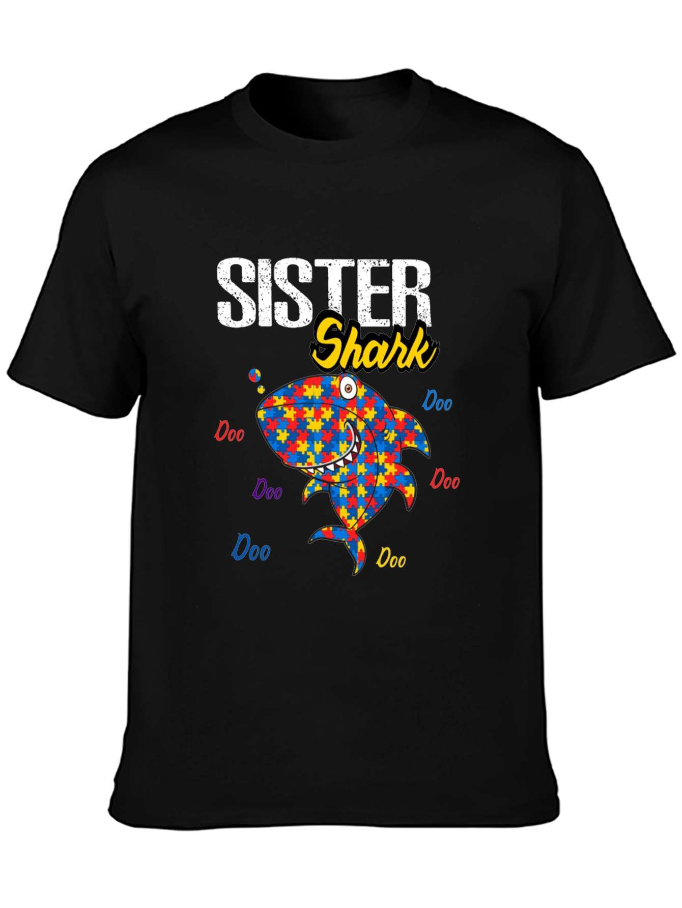 Sister Shark Autism Awareness T-Shirt