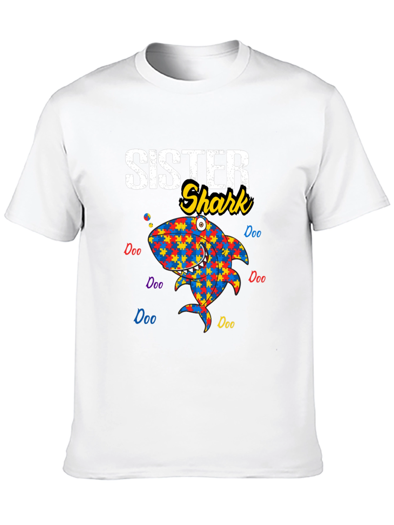 Sister Shark Autism Awareness T-Shirt