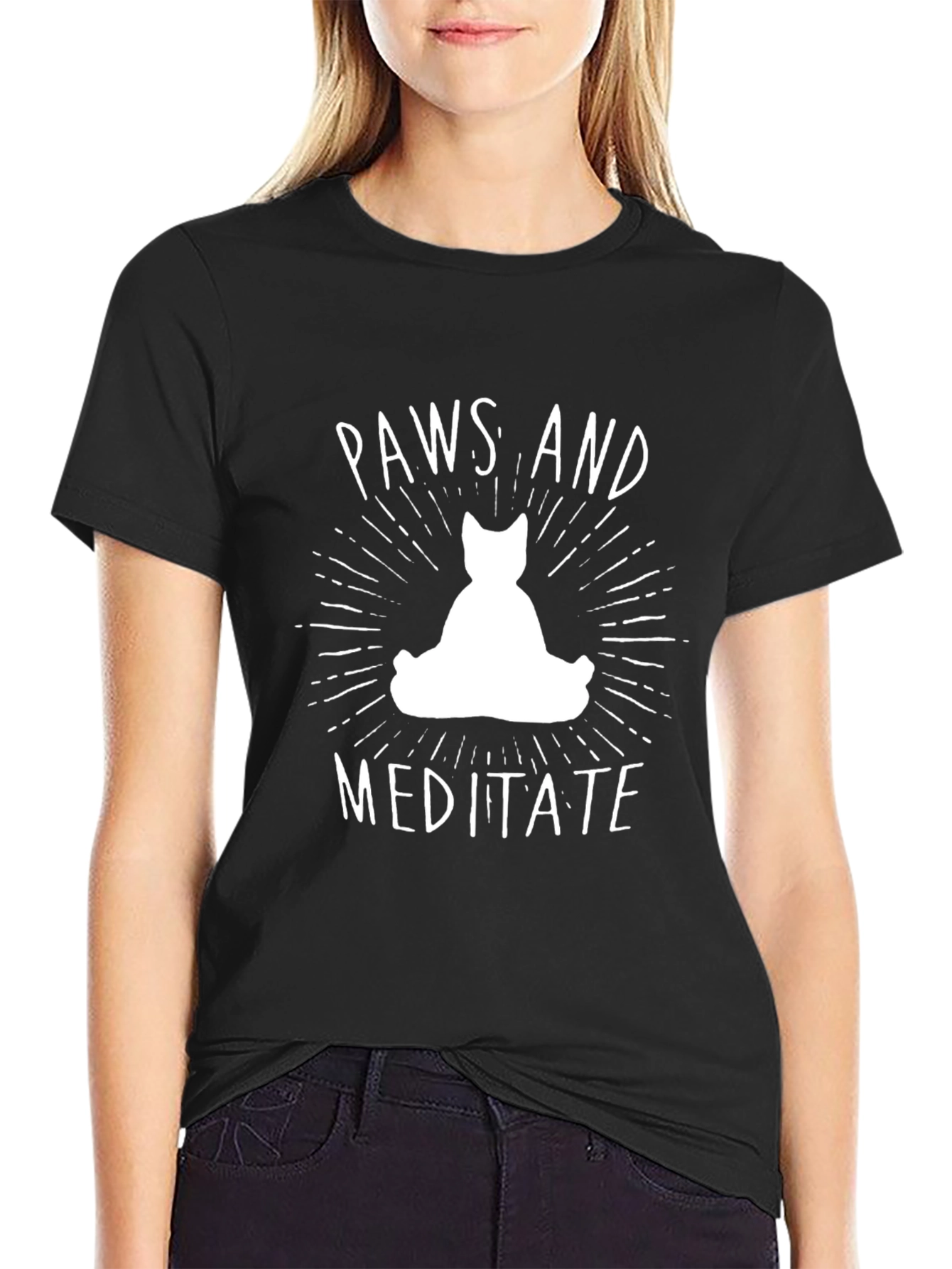 Paws and Meditate Black T-Shirt