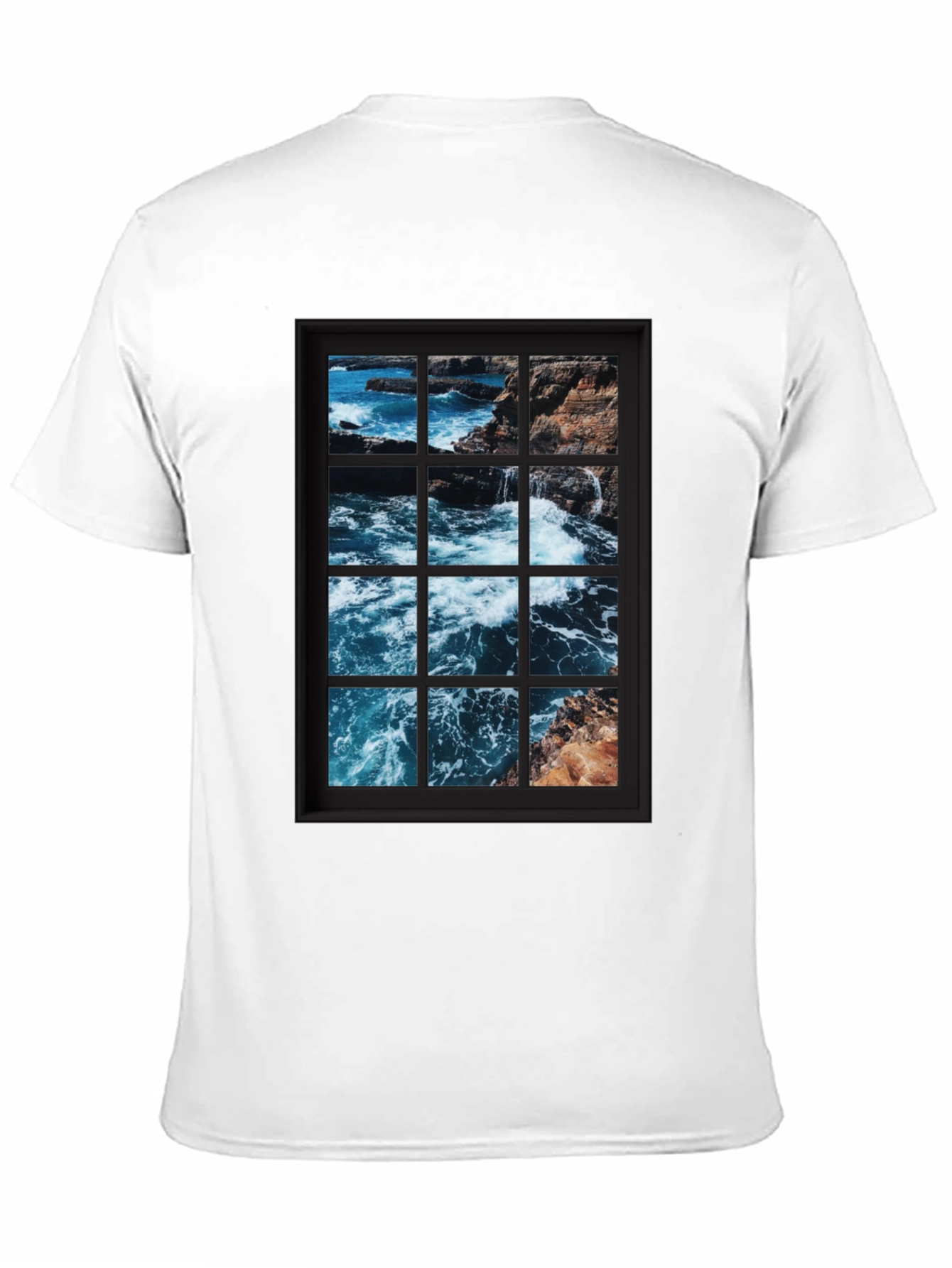 Ocean View Graphic Tee - Black Cotton T-Shirt