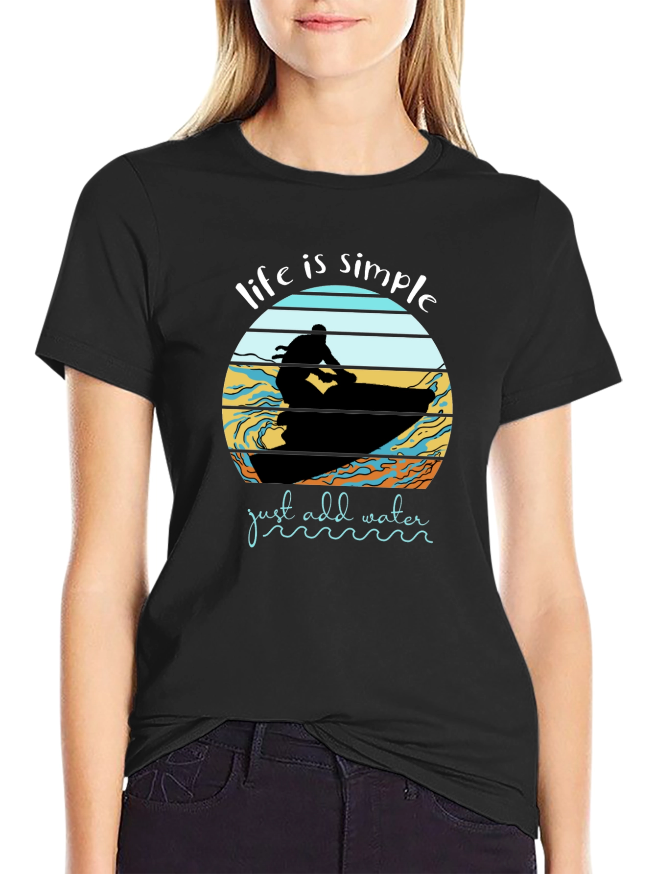 Life is Simple Jet Ski Black T-Shirt