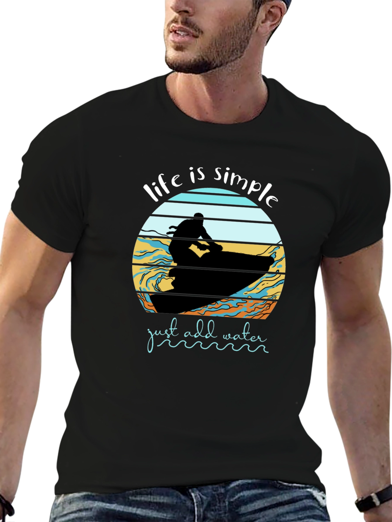 Life is Simple Jet Ski Black T-Shirt