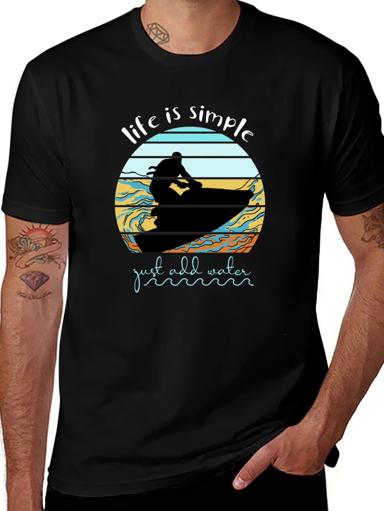 Life is Simple Jet Ski Black T-Shirt