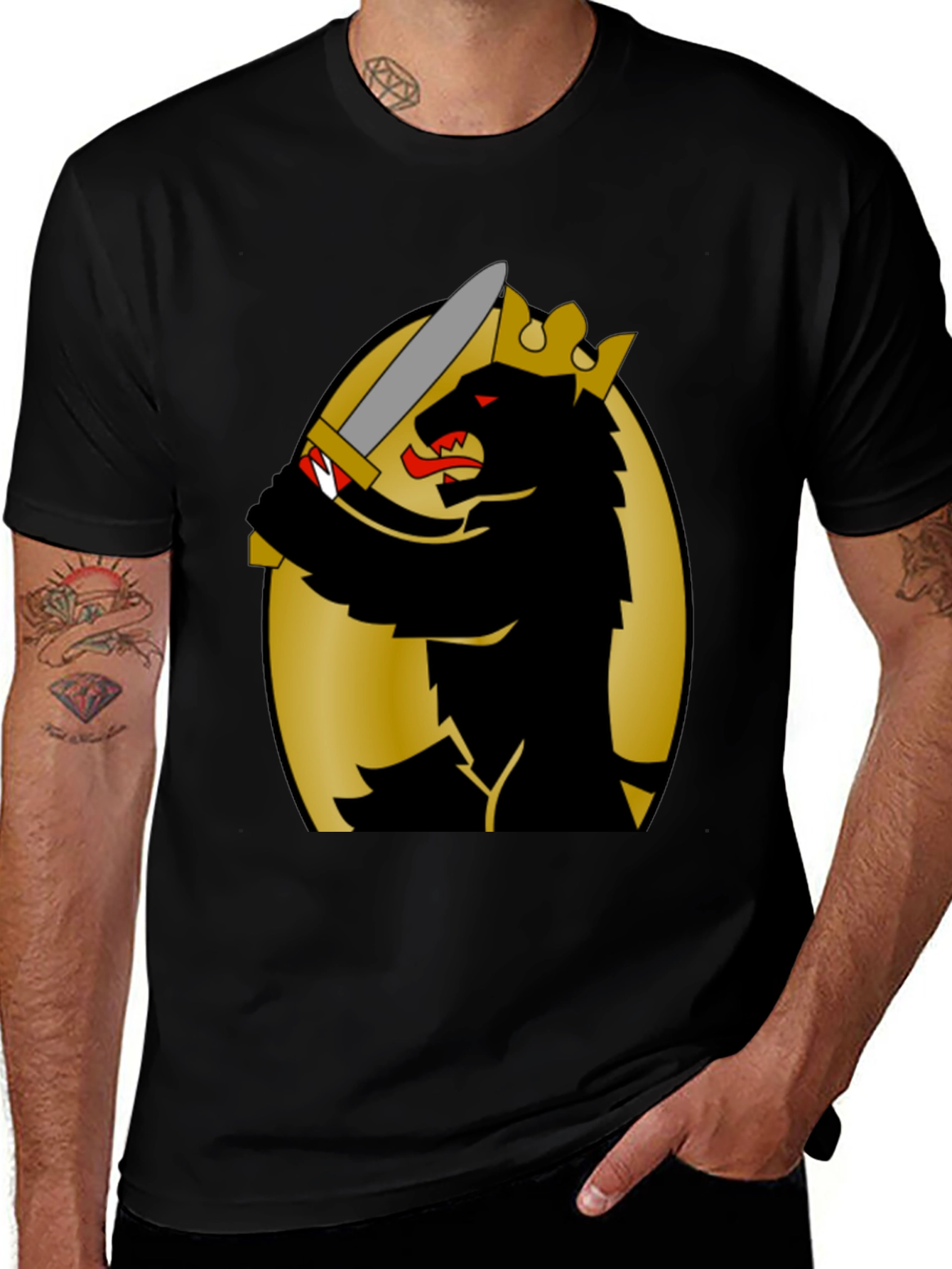 King Bear Graphic T-Shirt - Black