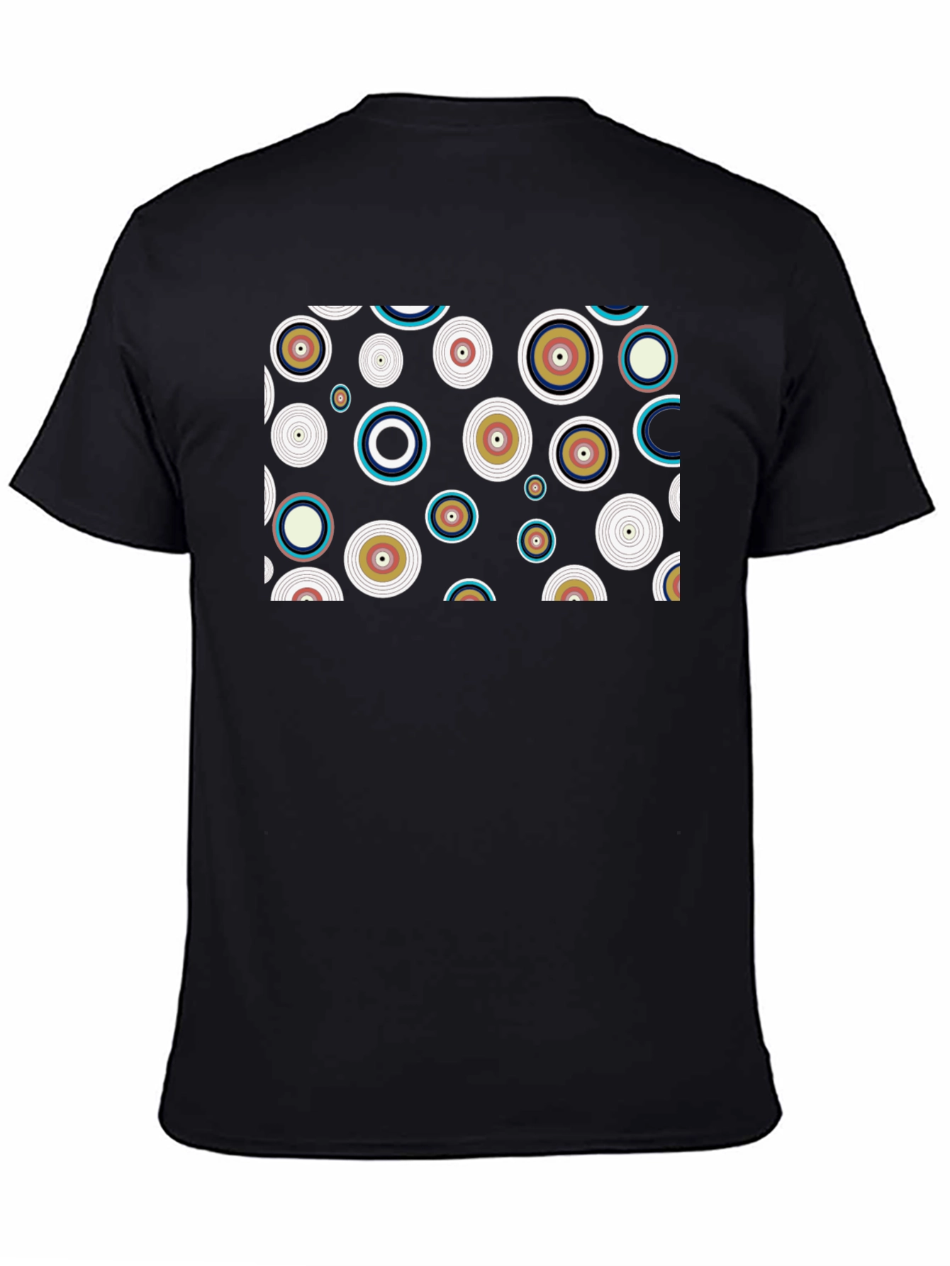 Retro Circle Pattern Black T-Shirt