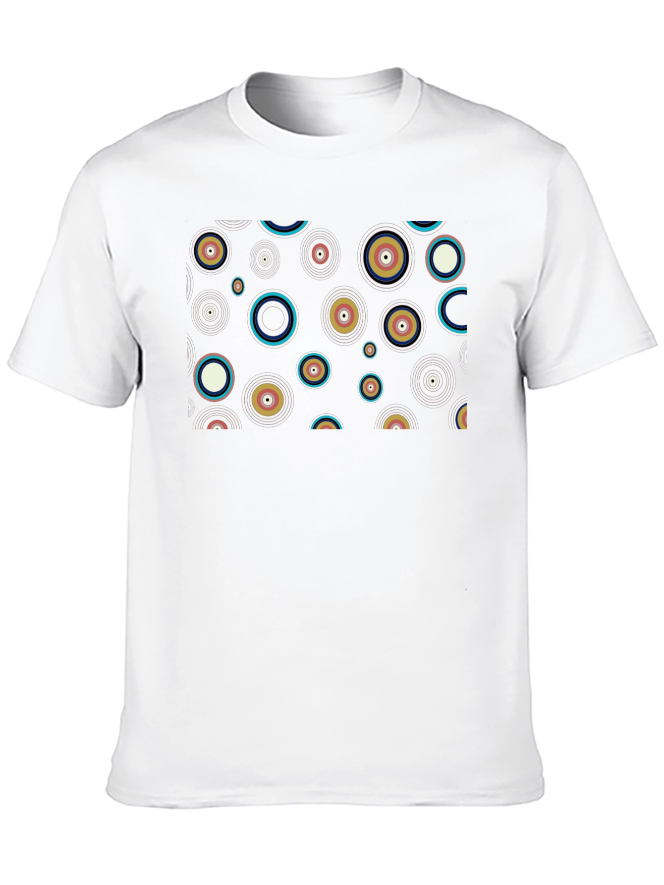 Retro Circle Pattern Black T-Shirt