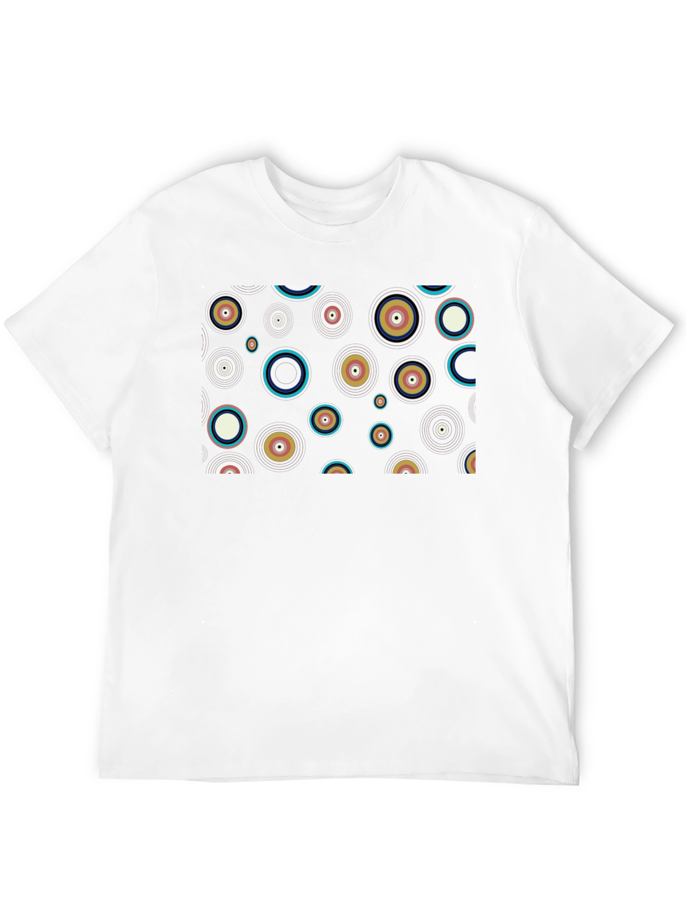 Retro Circle Pattern Black T-Shirt