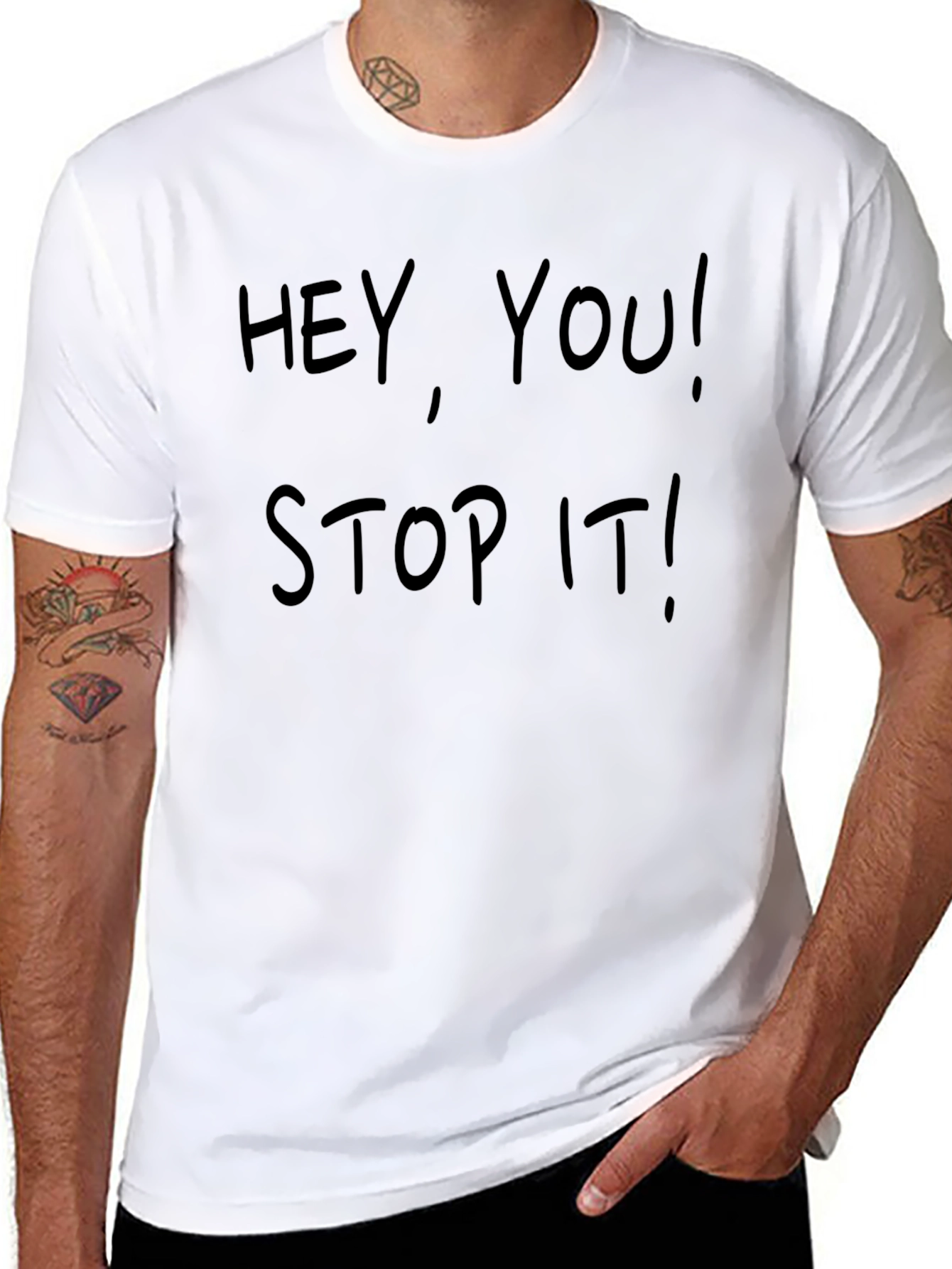 Hey You Stop It! Mens Black T-Shirt