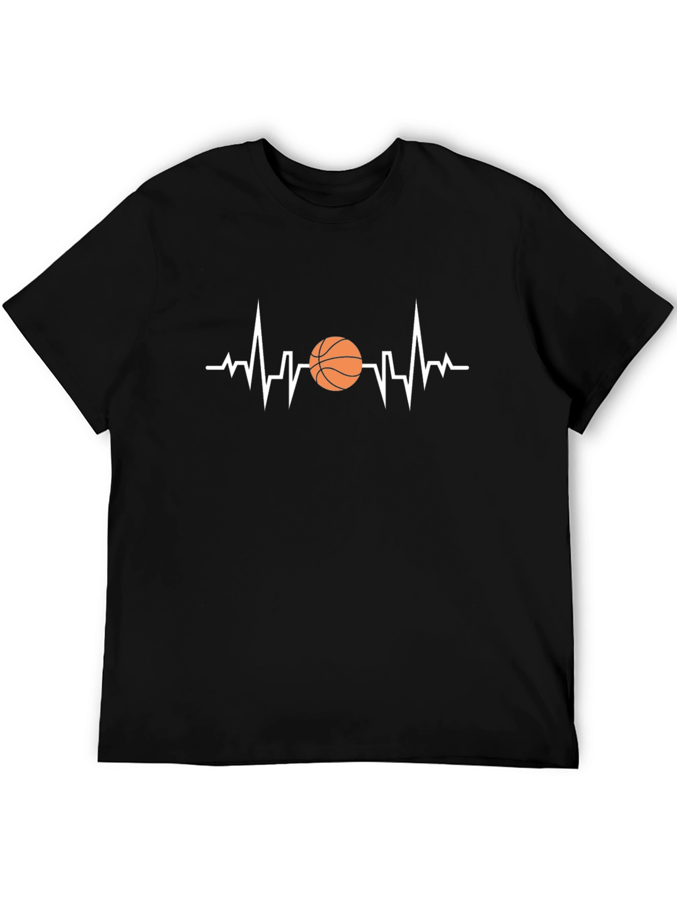 Basketball Heartbeat Graphic Tee - Black